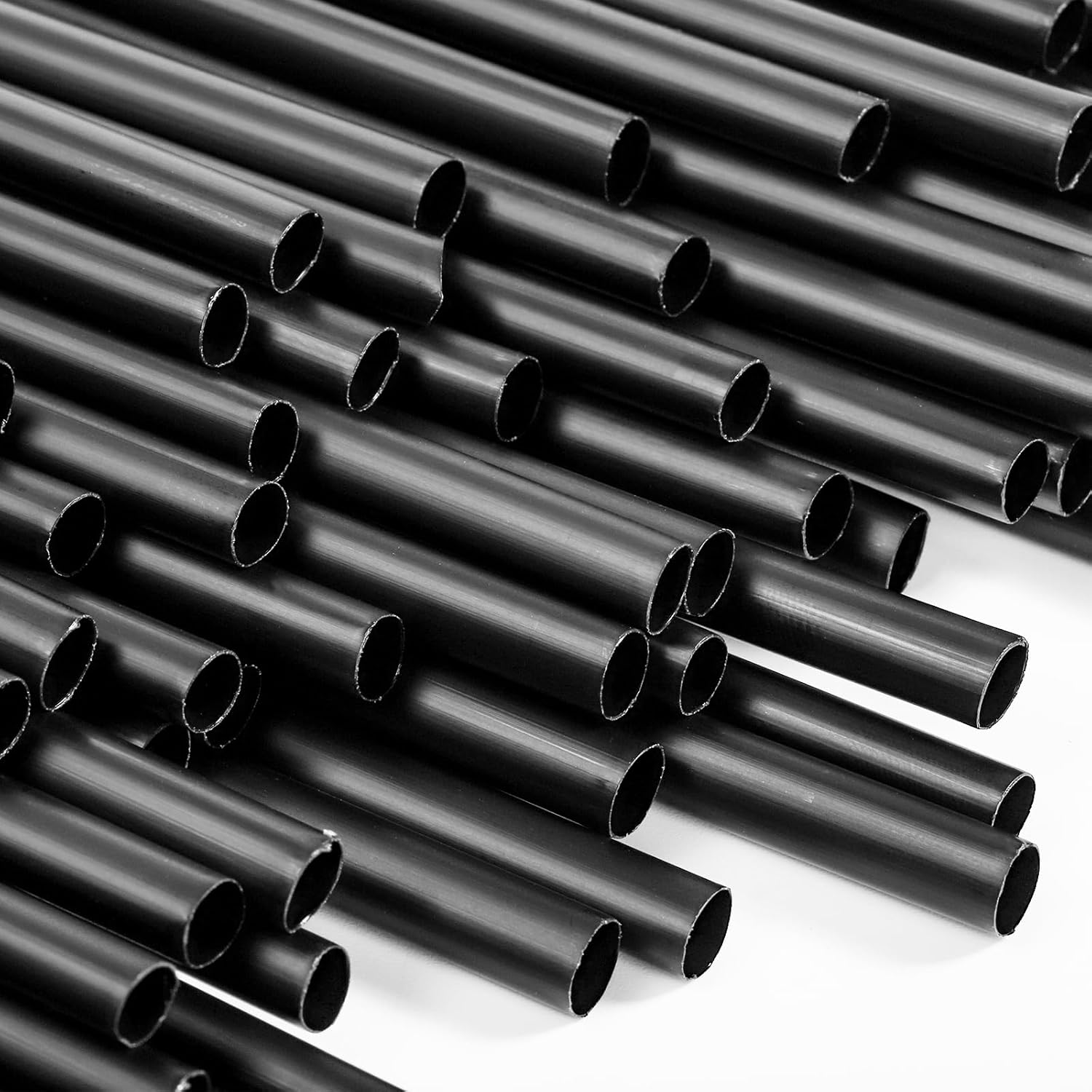 Suwimut 1000 Pack Disposable Plastic Drinking Straws, Black Individually Wrapped Straight Straws for Kitchen, Bar, Club, Party - 7.5 Inch Long Bulk Plastic Straw for Coffee, Cocktails, Drinks