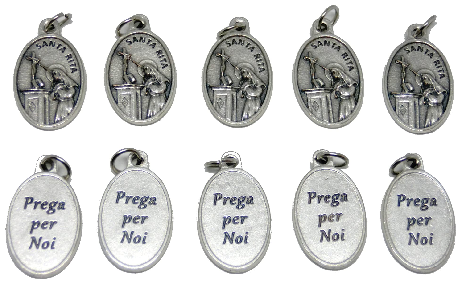 GTBITALY 60.260.30 043PPN 10 medaglie di santa rita ovale argento con retro prega per noi 22 mm