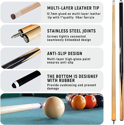 Miniatura 2 de Juego de 95 accesorios para mesa de billar bolas, triángulo, estante, taco, tiza, puntas, calcomanías, paño, cepillo y limpiador