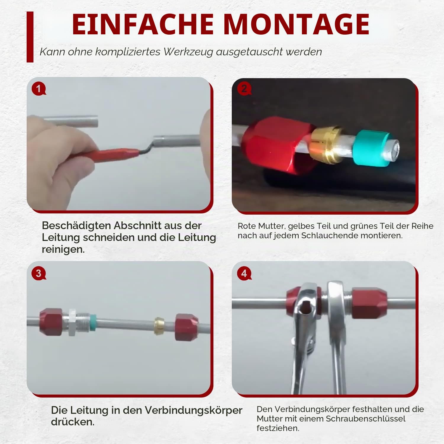Ersatz für 800-640, 800-641, 800-642, Klimaanlagen-Reparatur-Spleißverbinder-Set passt für 5/8 Zoll 3/8 Zoll 1/2 Zoll Aluminiumleitungen, universelle Passform für Leitung zu Leitung Reparatur