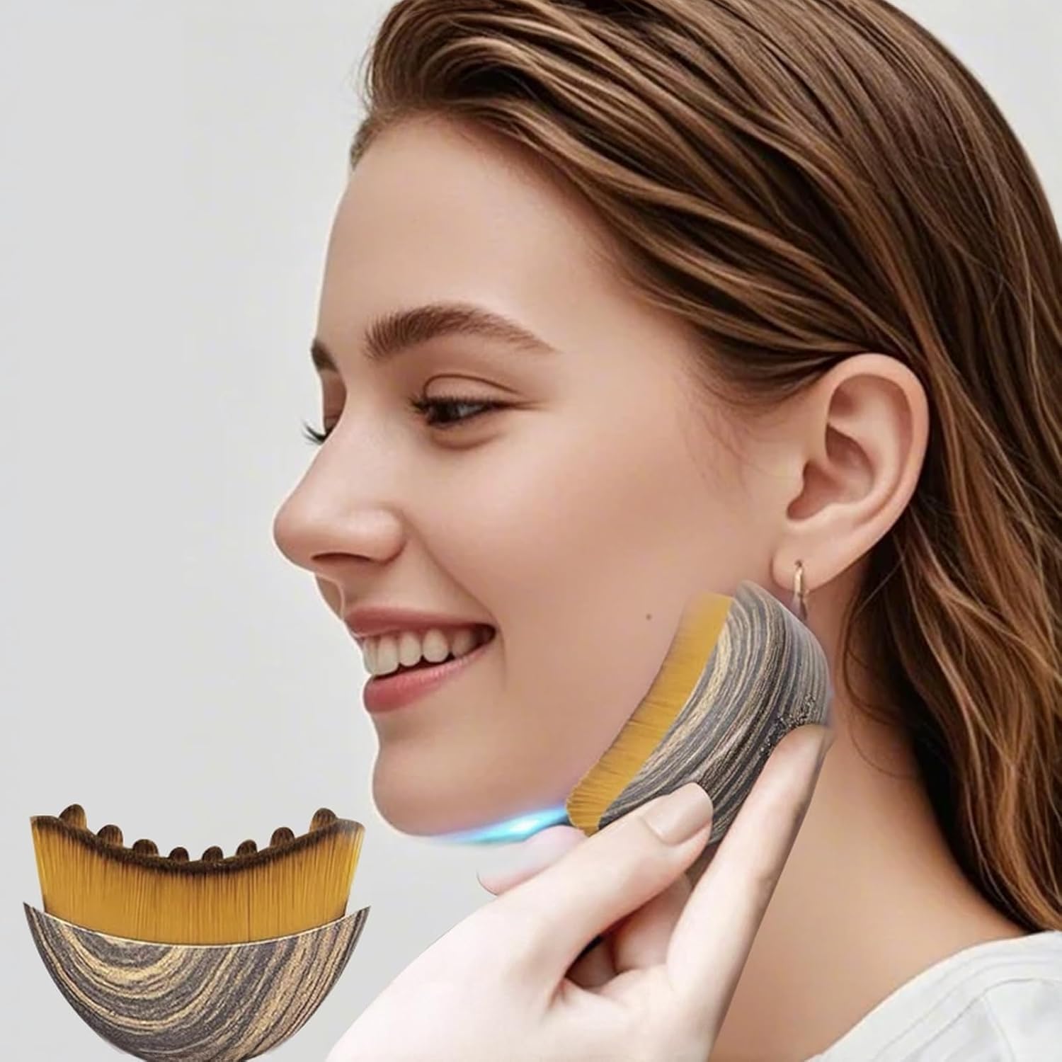 Spazzola per Massaggio Linfatico Viso, Lymphatic Face Brush con Coperchio, Spazzola Viso a Secco Setole Naturali, con Delicata Esfoliazione e Luminosità