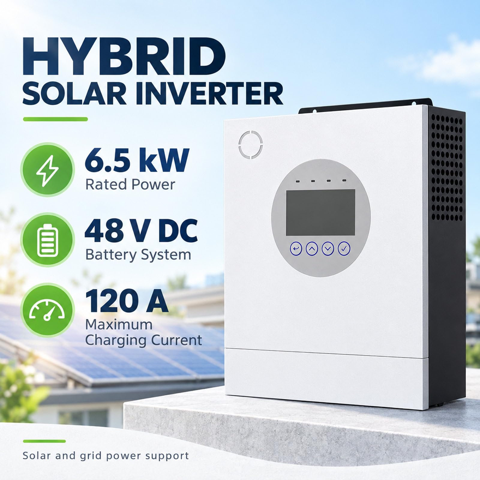 Inversor Solar híbrido de 6500W y 48V White