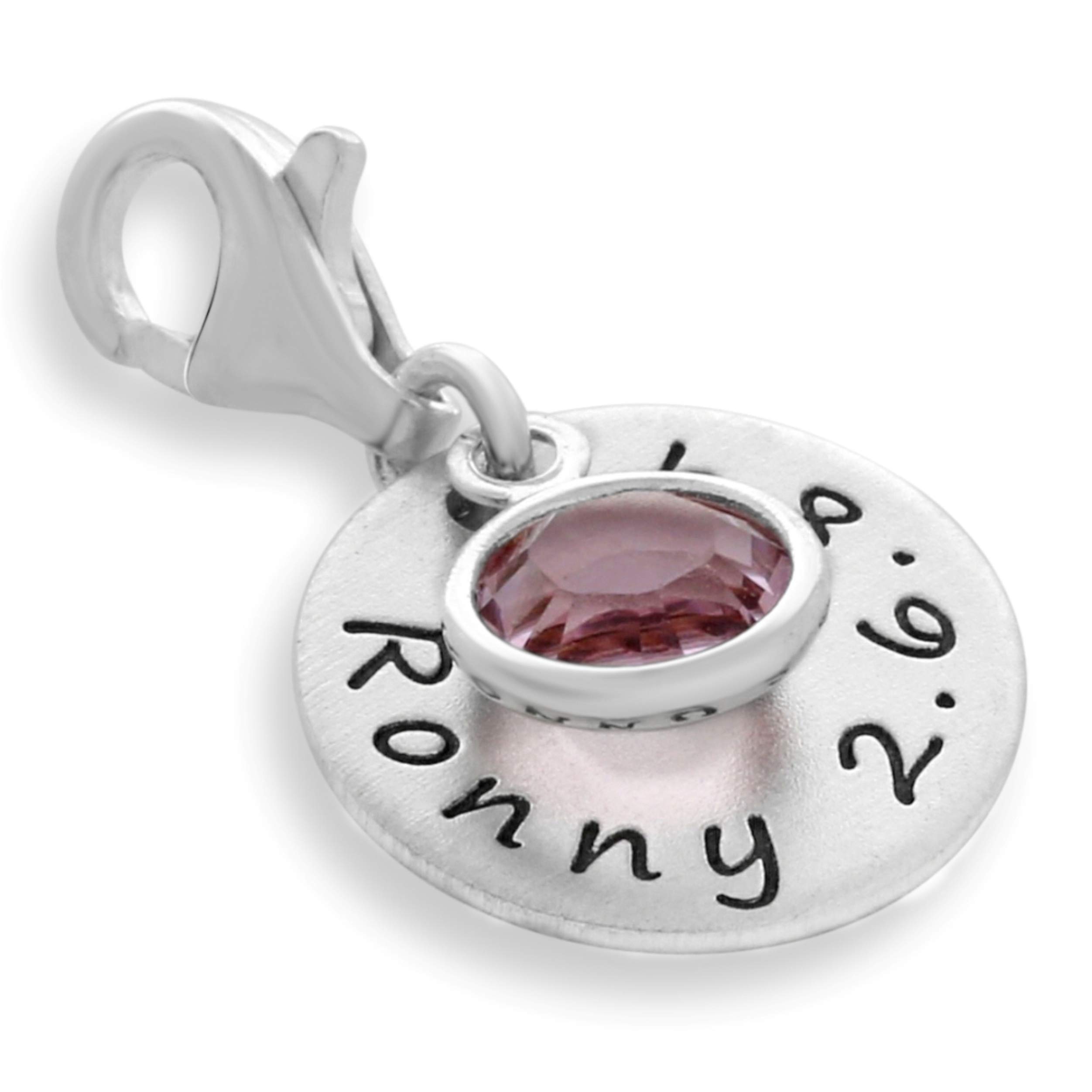 Charms Anhänger 925 Silber Gravur Charm personalisiert Geschenk Geburt Zusatzanhänger Name Namensgravur Bettelarmband Geburtsstein | HANDMADE IN GERMANY