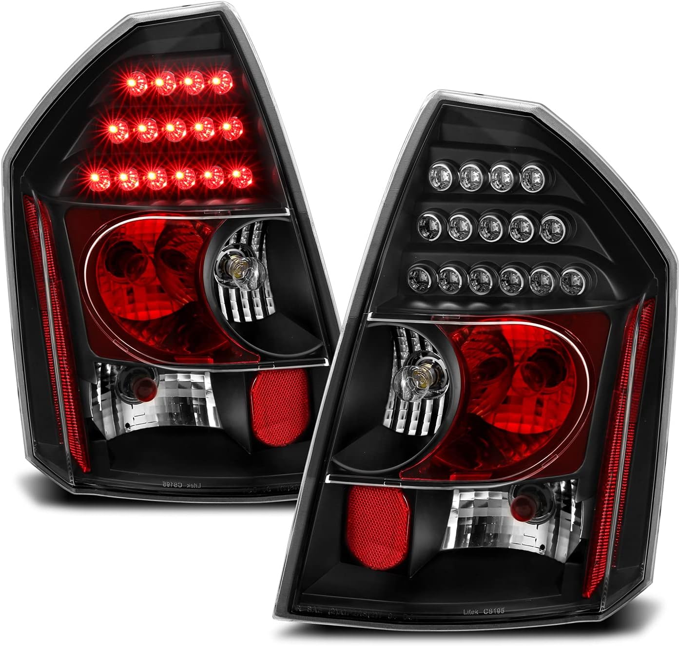 AmeriLite L.E.D Taillights Black for Chrysler 300/300C - Passenger and Driver Side