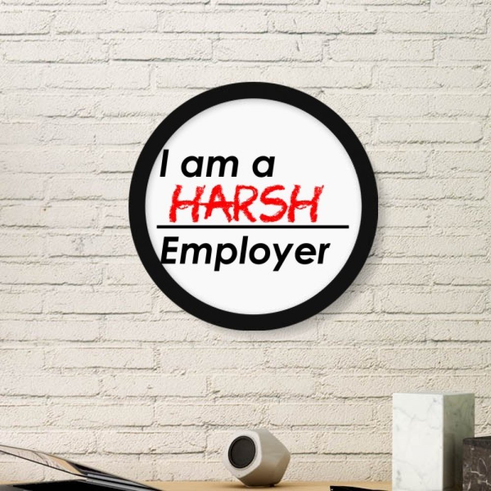Cadre photo rond noir imprimé citation employeur déco