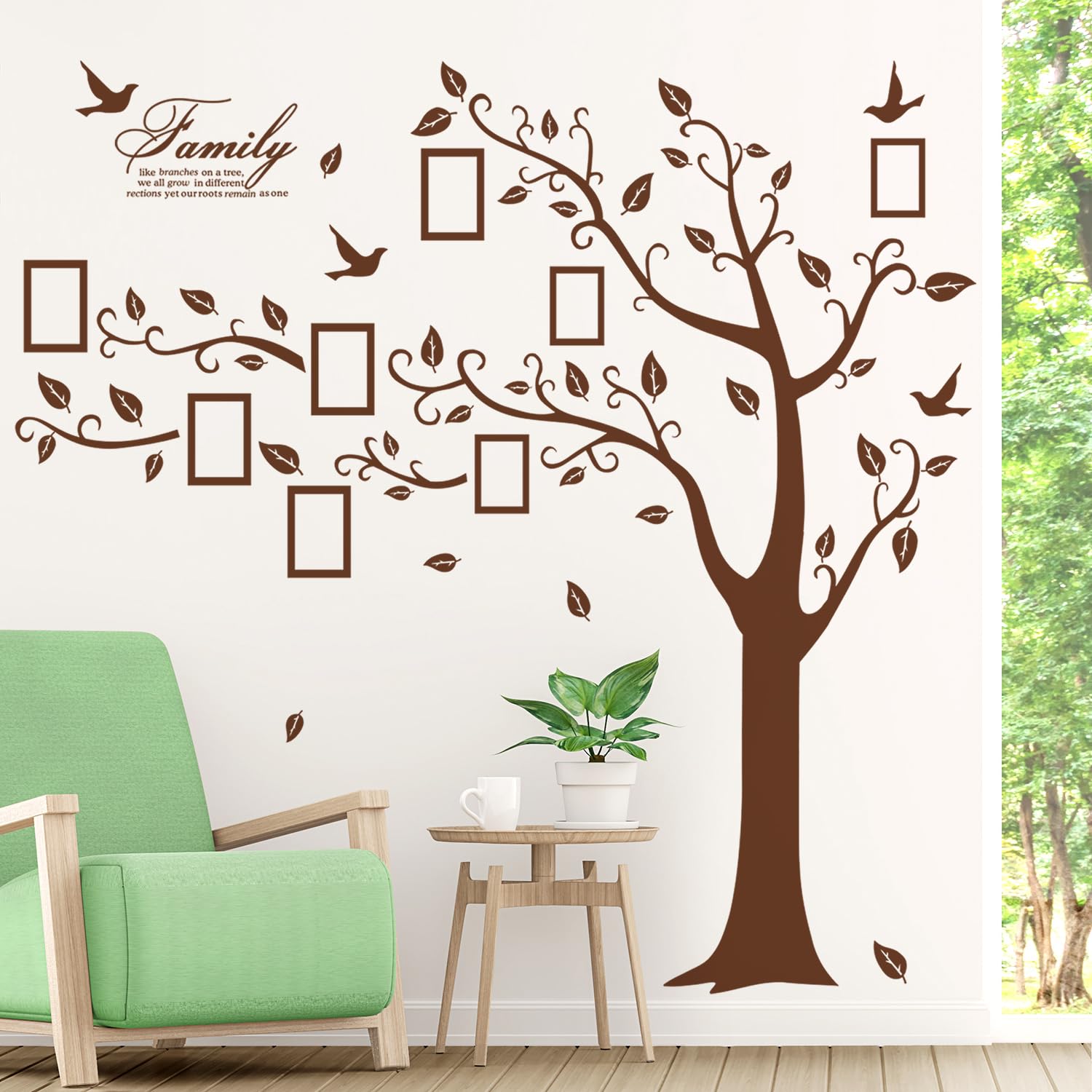 Grand Décalcomanie Murale DEMI ARBRE - Vinyle Oracal - Décoration Maison Amovible