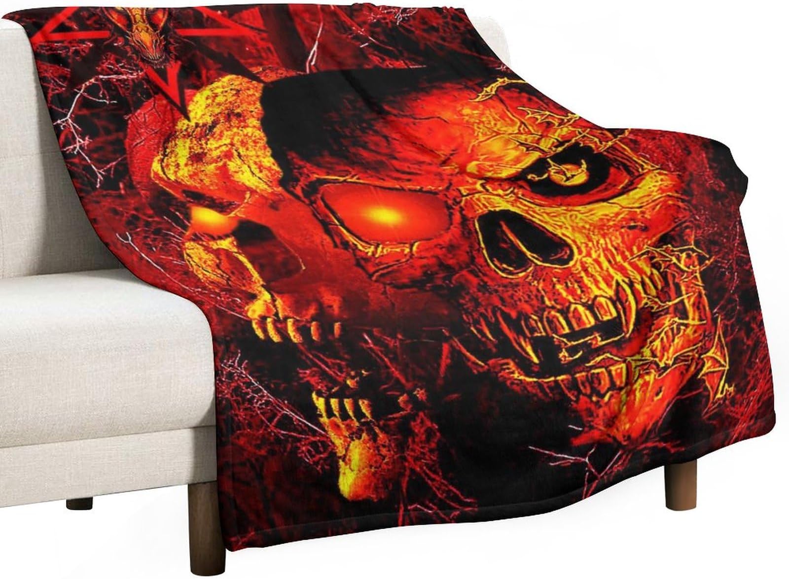 Skull Throw Blanket Halloween Comfort Warmth Soft Cozy Double Face Anti-Pilling Flannel Blanket Living Room Bedroom for Bed Chair Car Sofa Couch Bedroom 60x80 Inch