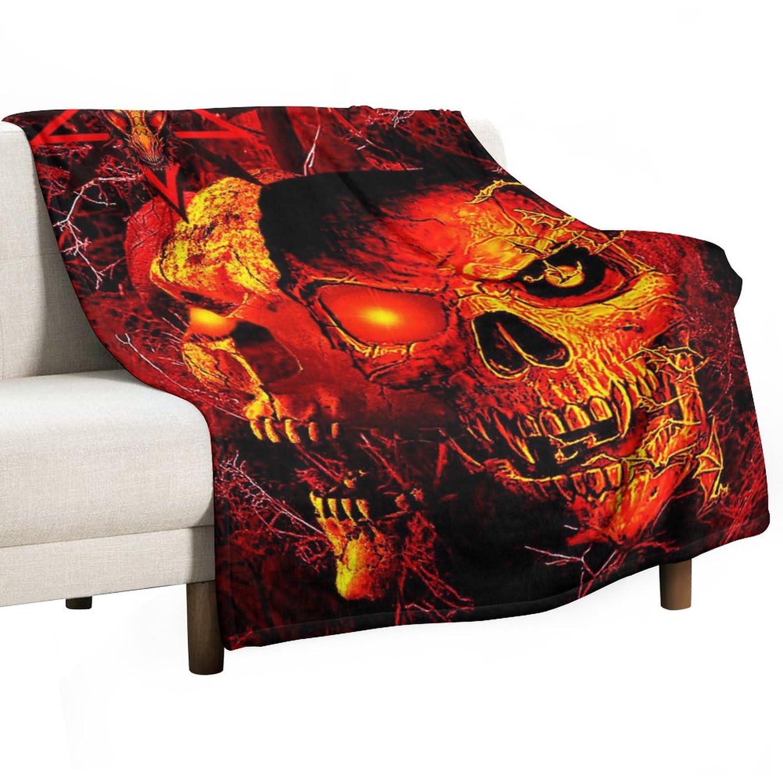 Skull Throw Blanket Halloween Comfort Warmth Soft Cozy Double Face Anti-Pilling Flannel Blanket Living Room Bedroom for Bed Chair Car Sofa Couch Bedroom 60x80 Inch