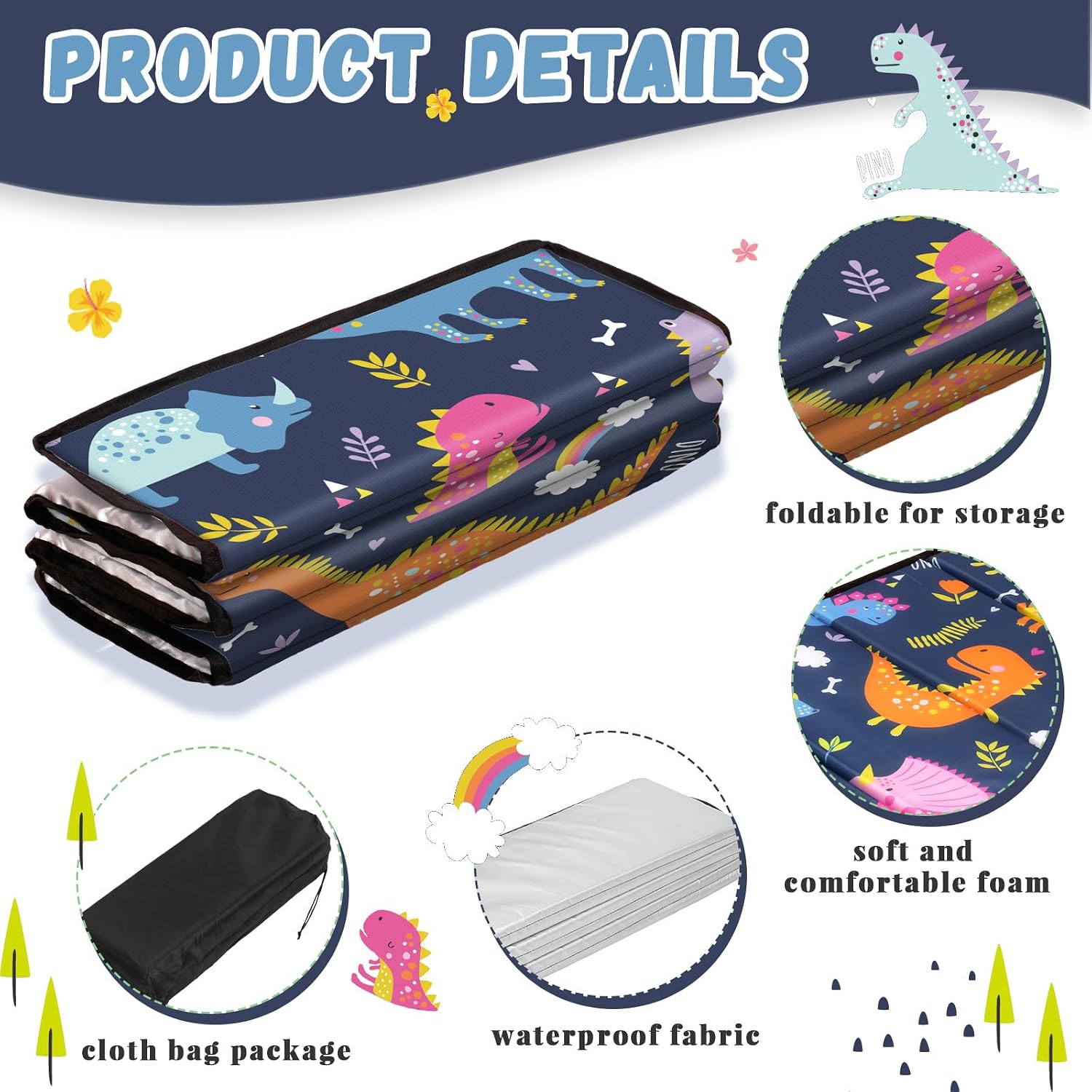 Ceenna Toddler Mat for Preschool Daycare Folding Portable Sleeping Mat 45.3 x 19.7 x 0.6 Inches Portable Toddler Rest Mat for Boys Girls Kindergarten Classroom Travel Home School Supply