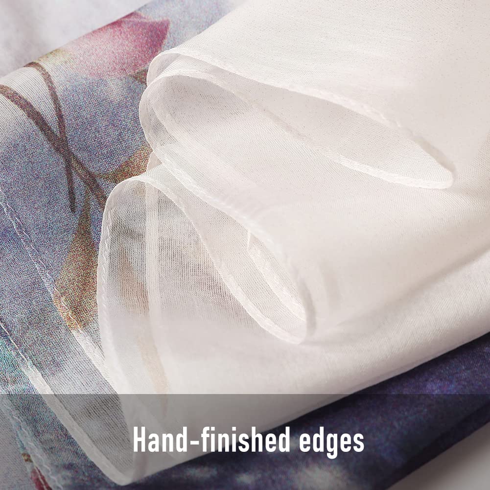 STORY OF SHANGHAI Sciarpa di 100% Seta da Donna Foulard Chiffon con Fantasie Orientale Semi-Trasparente