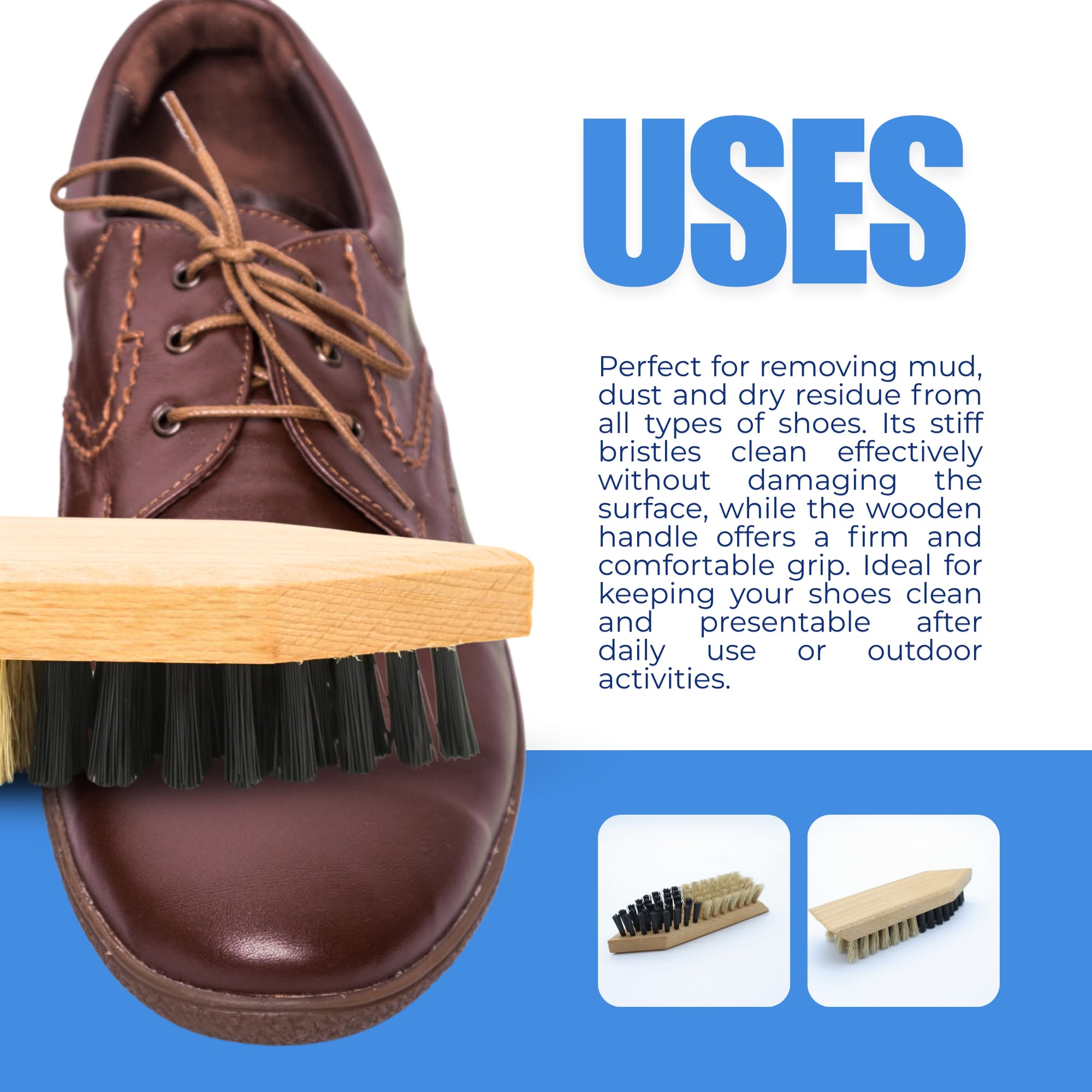 DOJA Barcelona Brosse À Chaussures Efficace et Durable avec Design Ergonomique - Nettoyage Chaussure Dotée de Fibres Résistantes pour Un Entretien Soigné - Brosse À Saleté et Bois