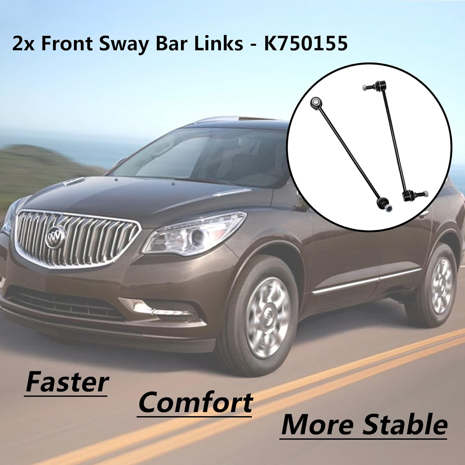Front Sway Bar Stabilizer Links 2 Pcs｜Replacement For 2007-2017 Buick Enclave, Chevy Traverse, GMC Acadia & Saturn Outlook｜Replace OE#: K750155