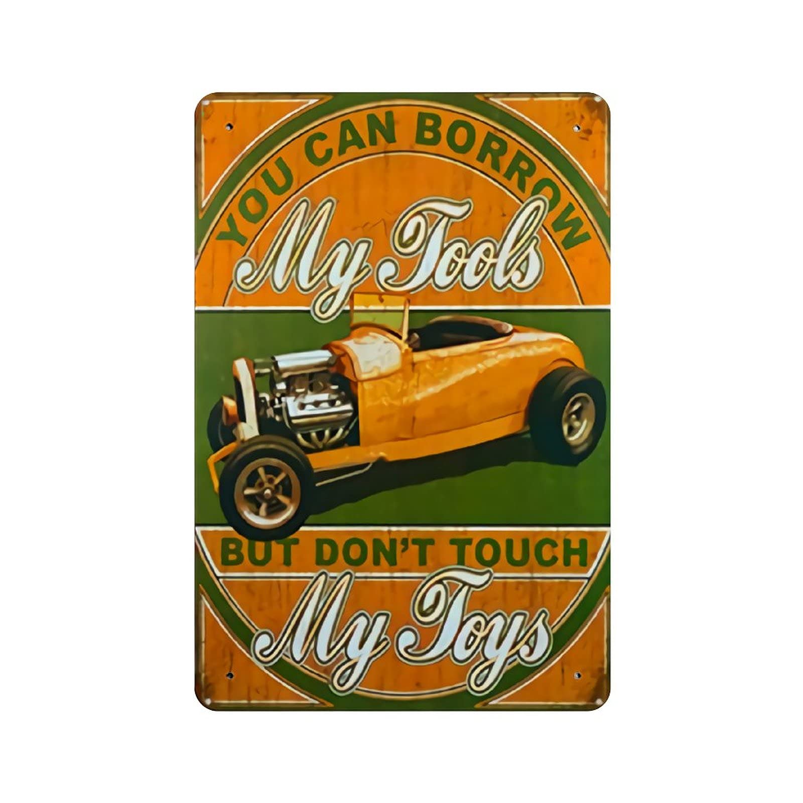 KEYGAMER You Can Borrow My Tools Don't Touch My Toys Metal Tin Sign, Vintage Plaque Poster Garage Bar Home Wall Decor 8 X 12 Inches — image 1