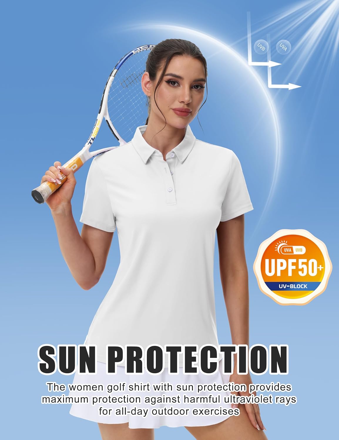 MAGCOMSEN Women's Polos Golf Shirts Short Sleeve UPF 50+ Collared Shirt Quick Dry Tennis Work Athletic Tops - Image 3