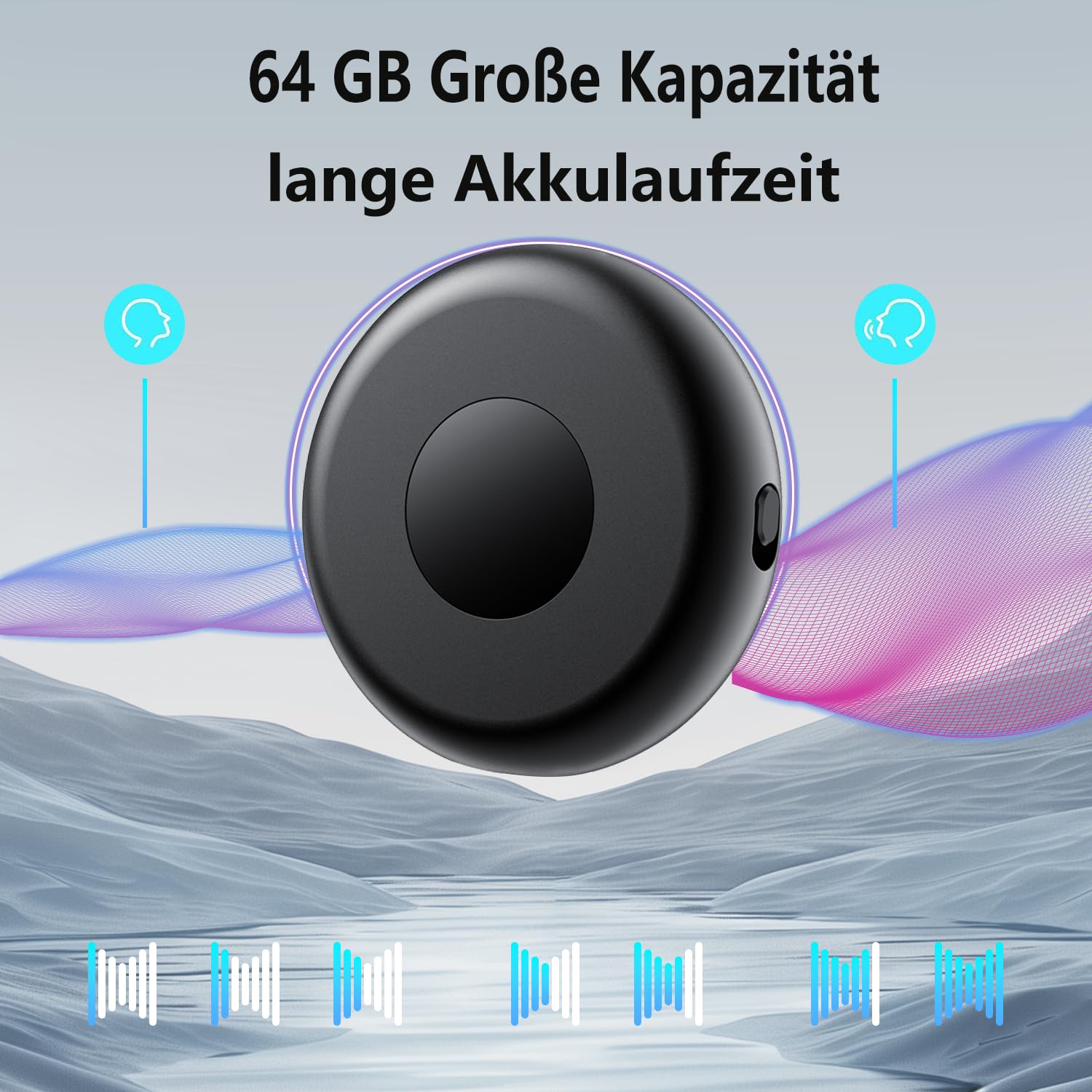 Diktiergerät 64 GB Speicher, Voice Recorder Wiederaufladbar Über USB, Diktiergerät Mini und Sprachaktivierung, Aufnahmegerät Mit Mikrofon, Aufnahmegerät Mit Mikrofon, Meetings und Interviews