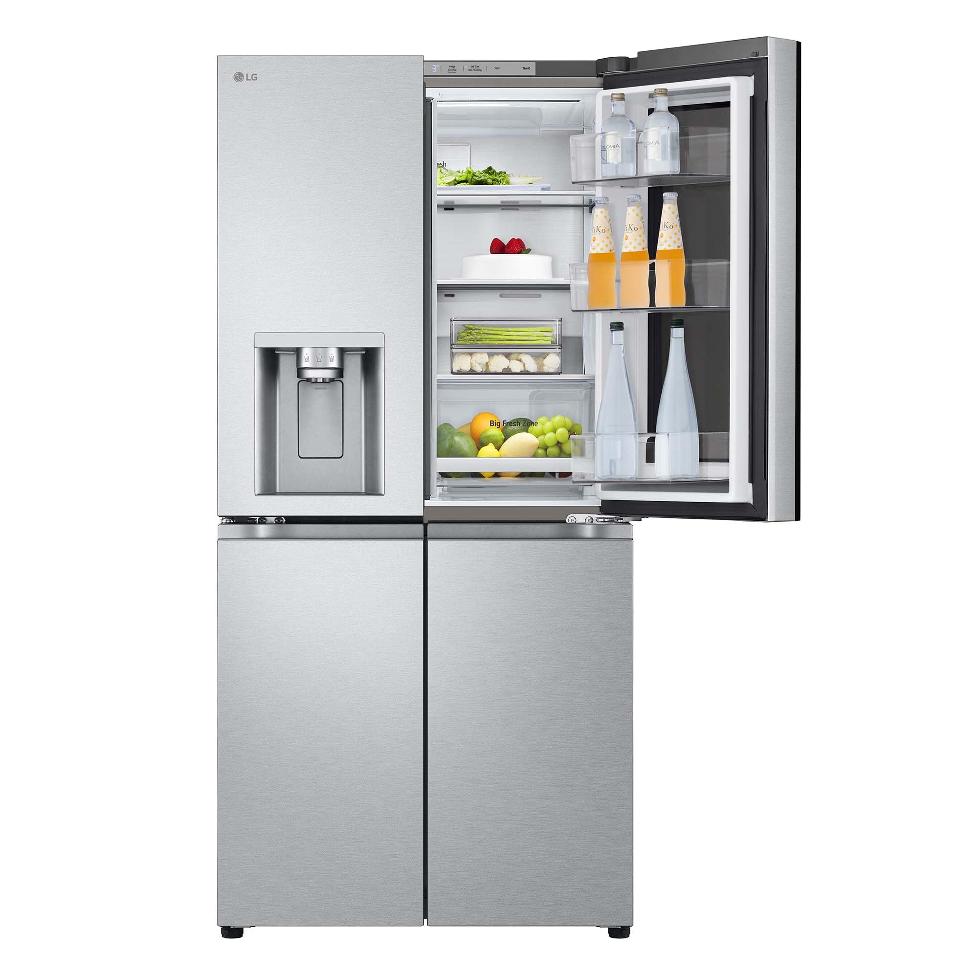 LG GMG861MBAE - Frigorífico American Combi InstaView, Clasificación E, 508 L, Door Cooling, Linear Cooling, UVNano, 1,80 m, Acero texturizado antihuellas
