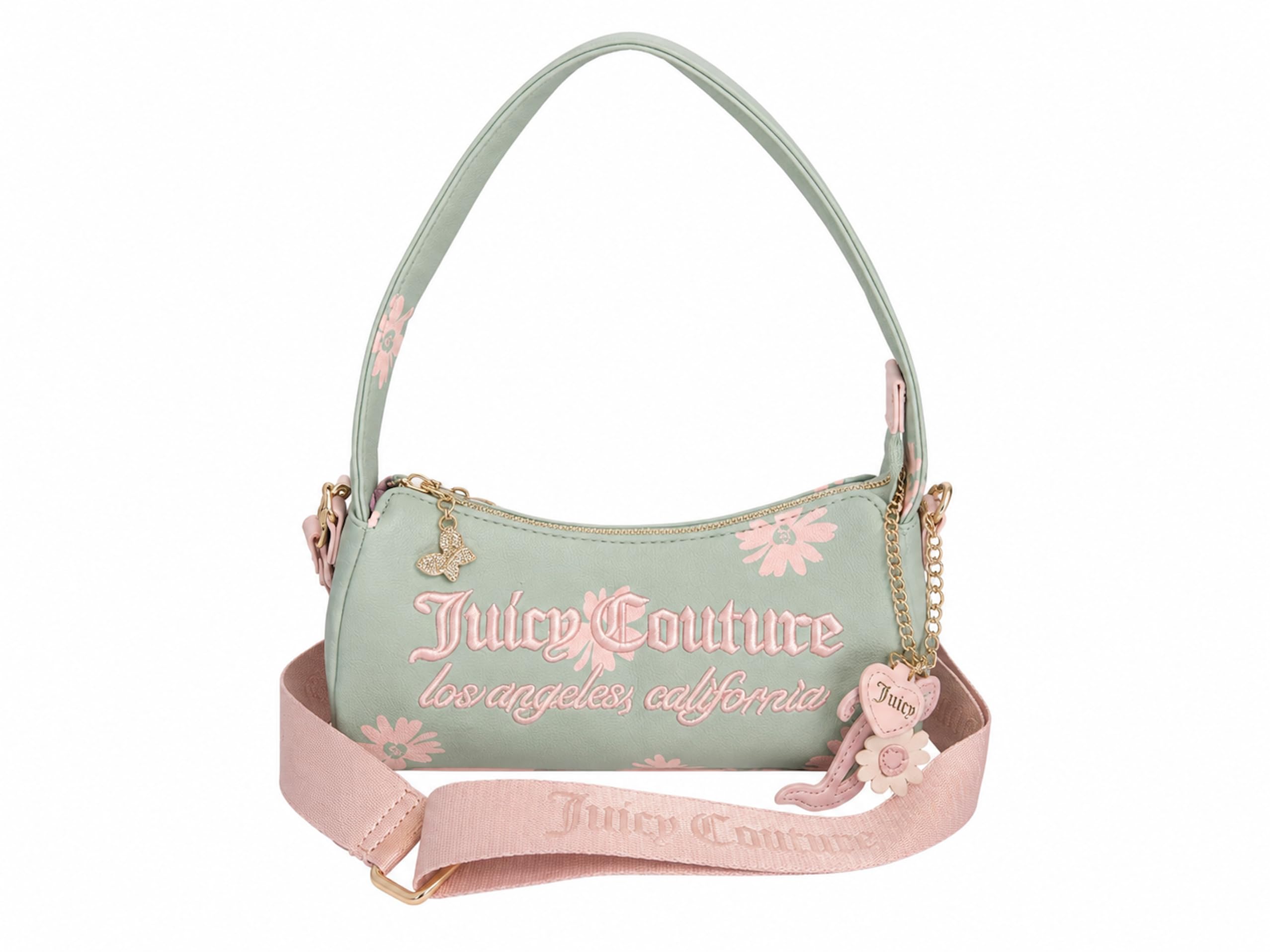 Juicy Couture Daisy for Juicy Shoulder Bag Crossbody, 9 in W x 5 in L x 3 in D, Floral Charm Accent