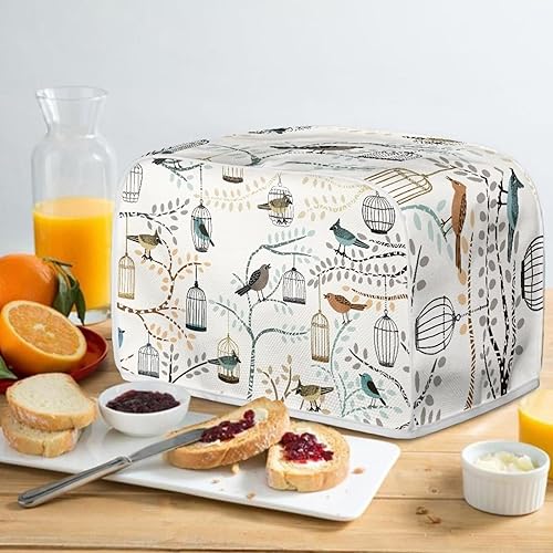 Vista 57 de UNICEU Funda acolchada para tostadora con patrón de café, se adapta a la mayoría de tostadoras estándar de 4 rebanadas patrón de café,Hojas de otoño