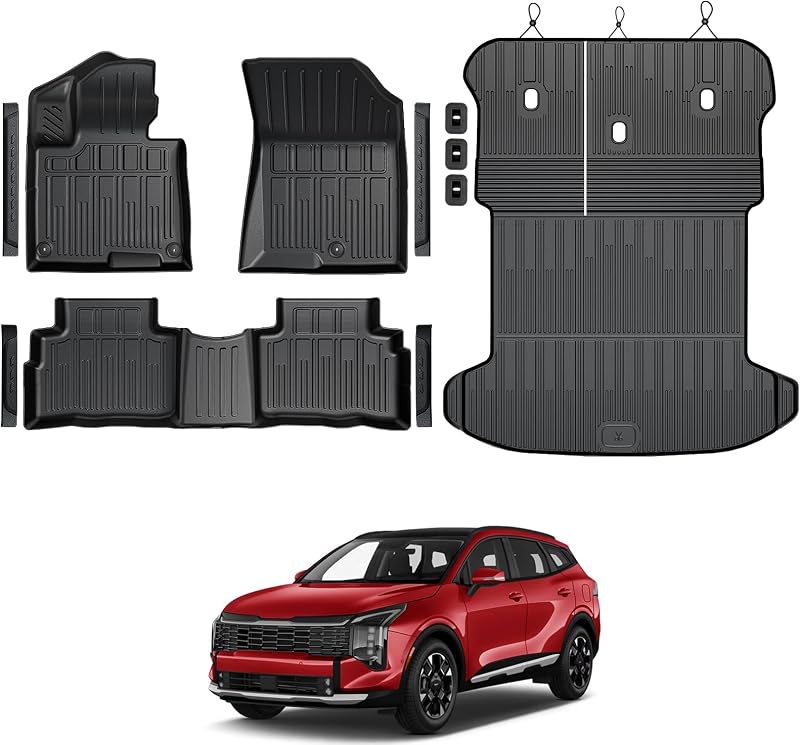 Kit de Tapetes Automotivos em TPE para Kia Sportage Hybrid 2023–2027 GALVAGNITE, com Tapete de Porta-Malas, Protetores de Encosto e Soleiras
