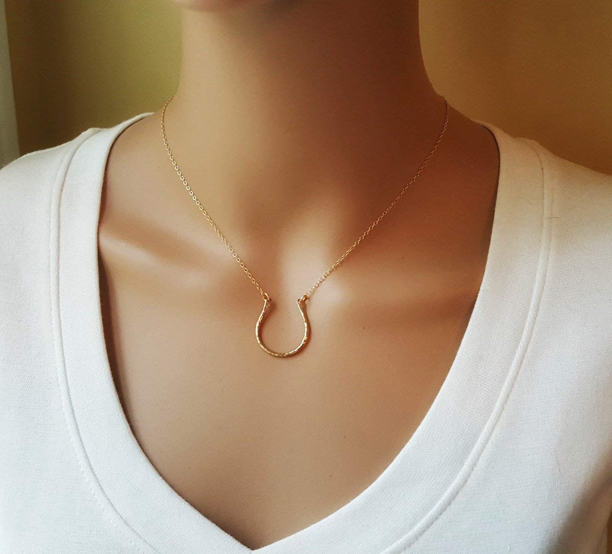 Gold Filled Horseshoe Necklace – Handmade Good Luck Pendant, 14K Yellow Gold Filled Chain - Image 4