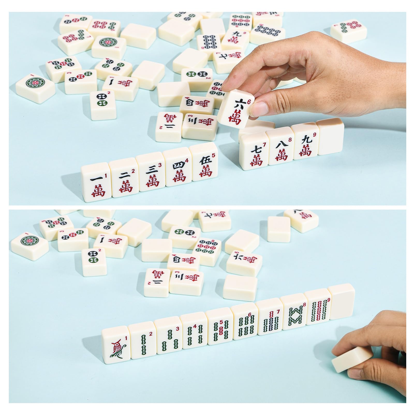 American Mahjong Set | 166 Premium 3,0 cm Piastrelle bianche | Set completo di gioco Mahjong