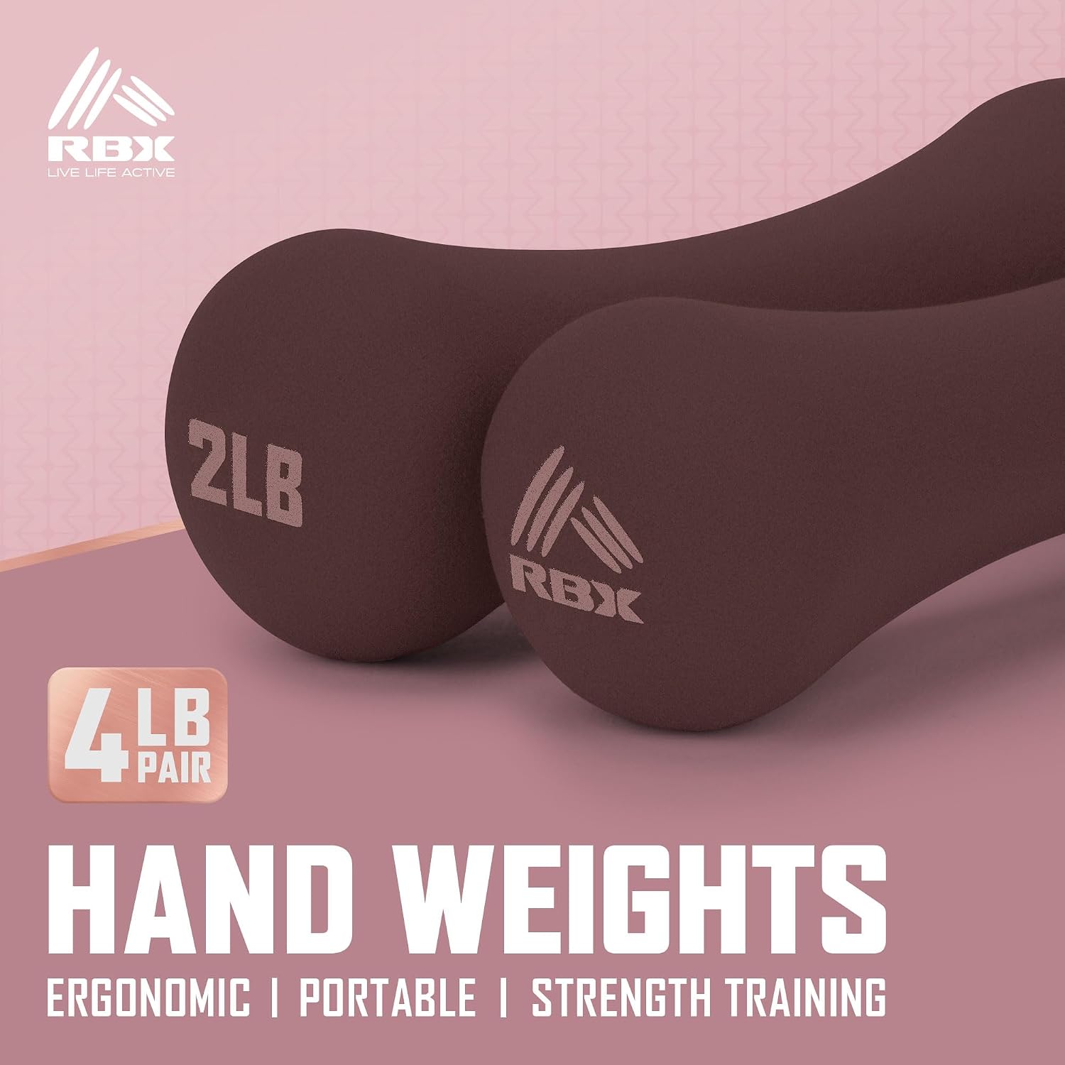 RBX Hand Weights, Neoprene Hand Weights for Home Workouts, Cardio & Strength Training, Home Gym Equipment