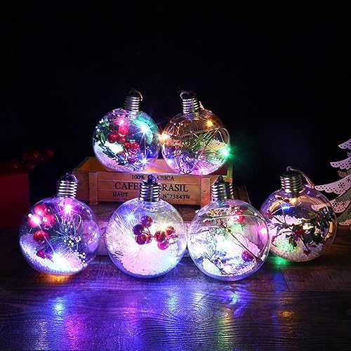 Miniatura 2 de Adorno de bola de Navidad iluminada, adornos de plástico transparente con luz LED, colgantes decorativos para decoración navideña