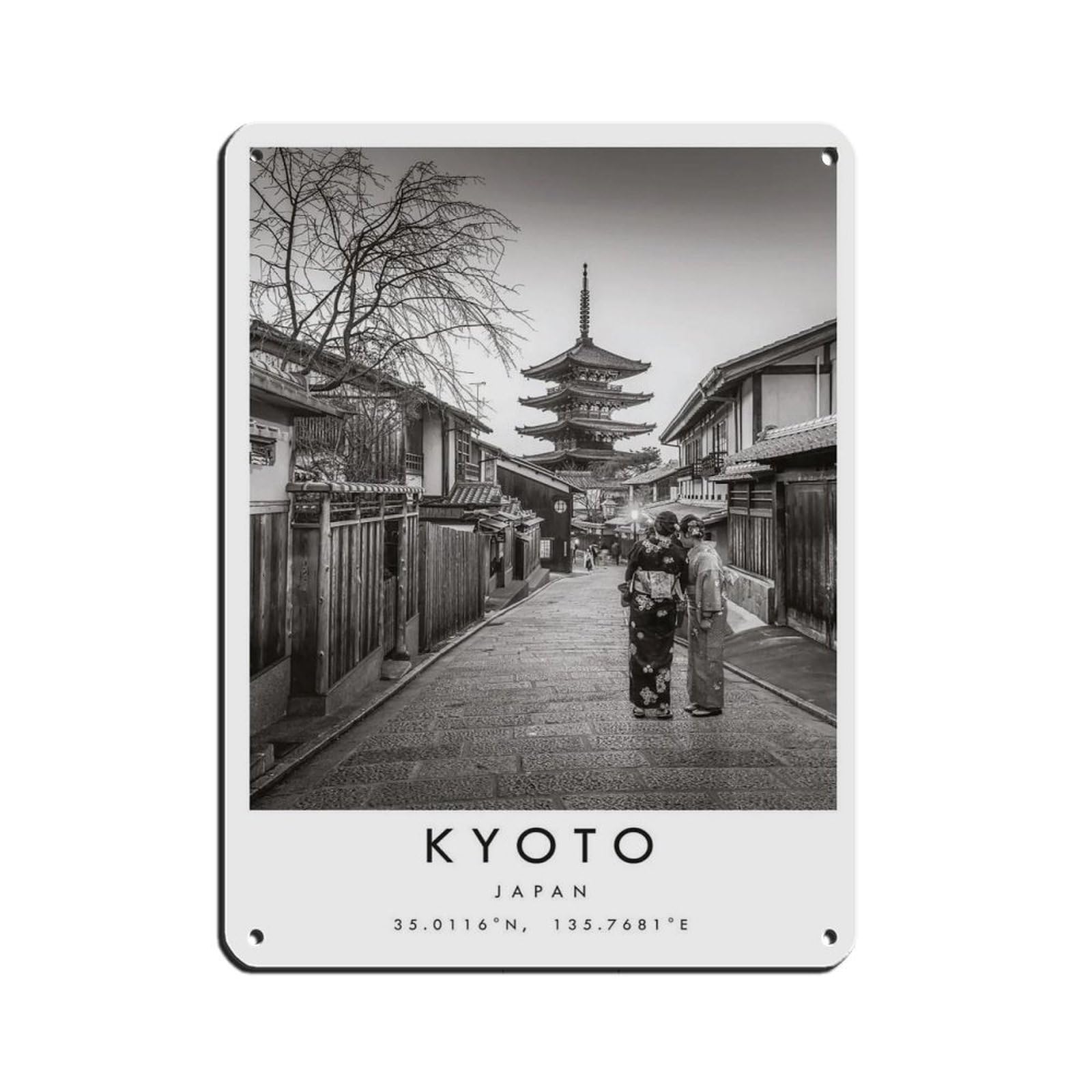 Kyoto Travel, Japan Poster Tin Sign Vintage Metal Pub Club Cafe Bar Home Wall Art Decoration Poster Retro 12x16inch(30x40cm)