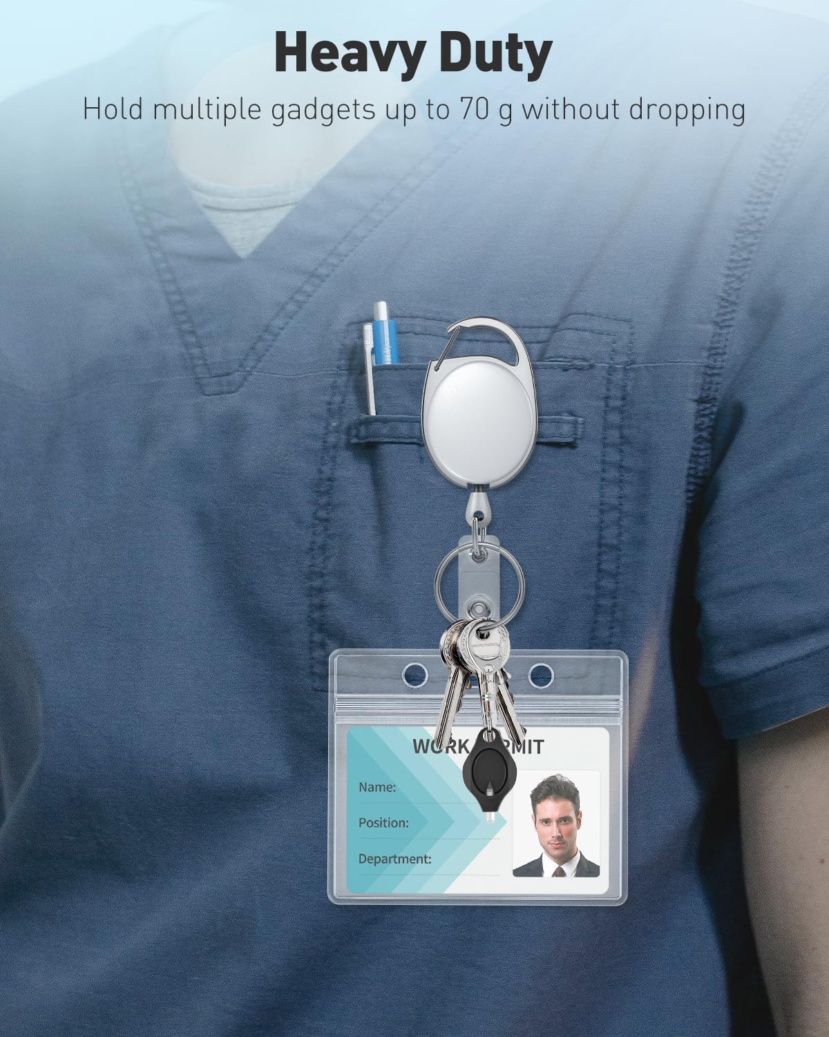 5pcs Porte Clef Retractables, Enrouleur Rétractables Clés