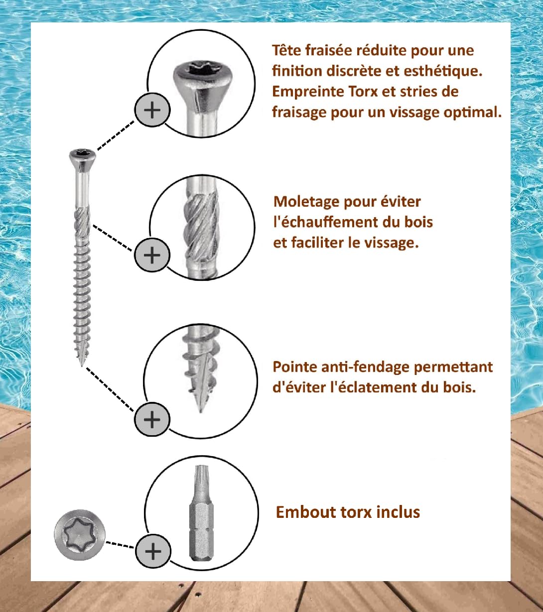 Terrace Screws Stainless Steel A2: 5 x 50 mm, Countersunk Head, Reduced TORX, Diameter 5 x 50 mm - Image 2