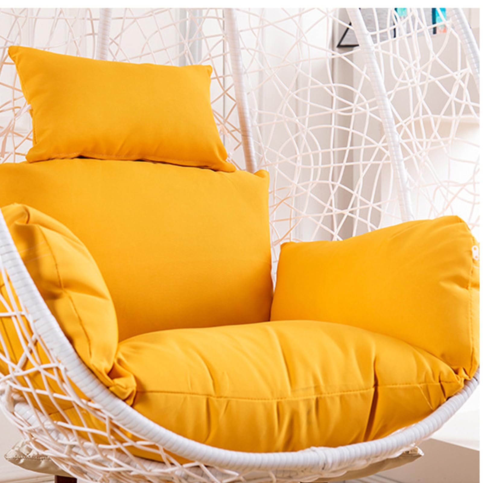 Egg Chair Cushion Replacement Cover, Outdoor Hanging Chair Cushion Replacement Cover, Washable, Thickened Rocking Chair Seat Cushion, For Rattan Hanging Swing Cushion,Yellow