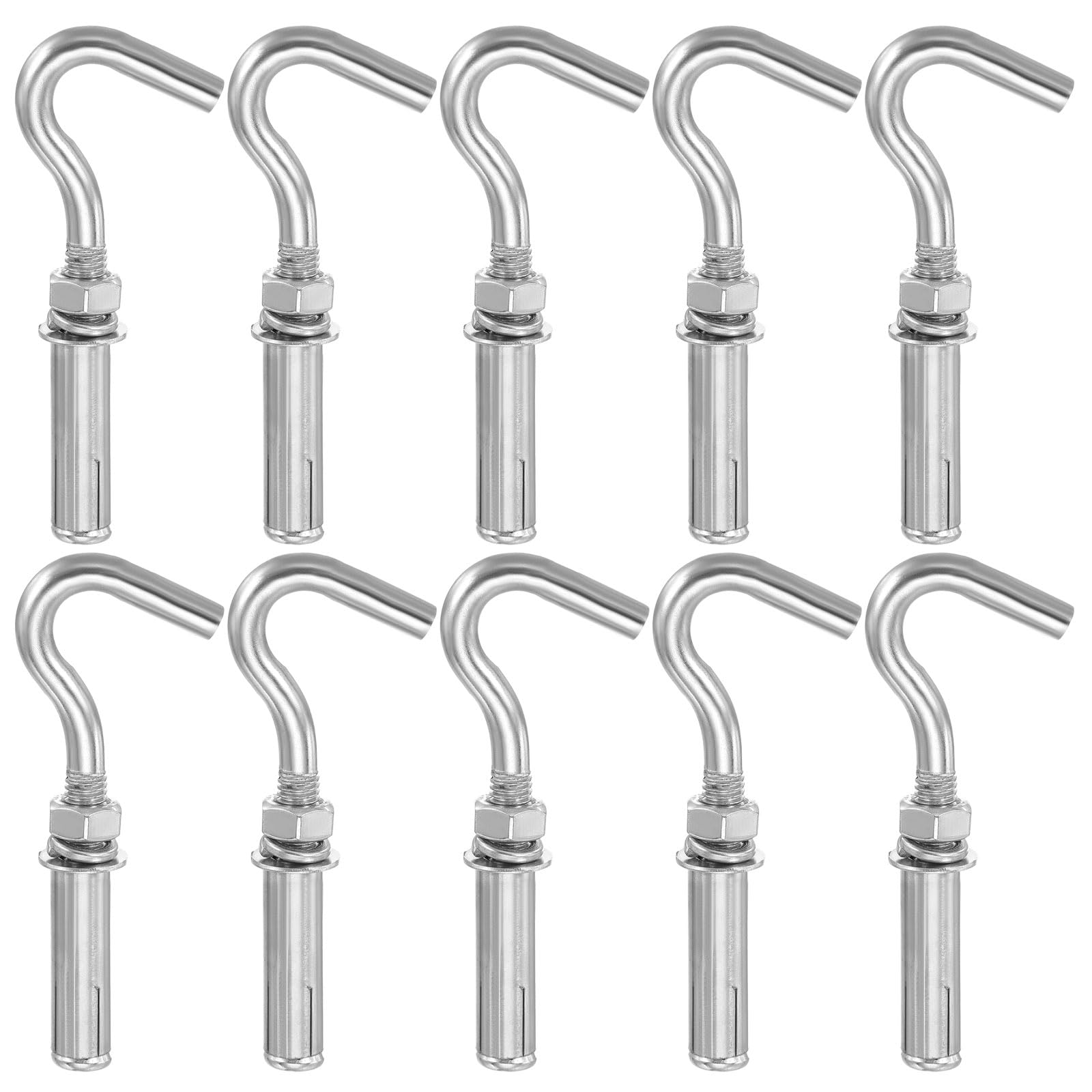 MECCANIXITY Concrete Wall Hook Expansion Hook Open Cup Screw M6x80mm 304 Stainless Steel for Indoor Outdoor Ceiling Concrete Walls Masonry, Pack of 10