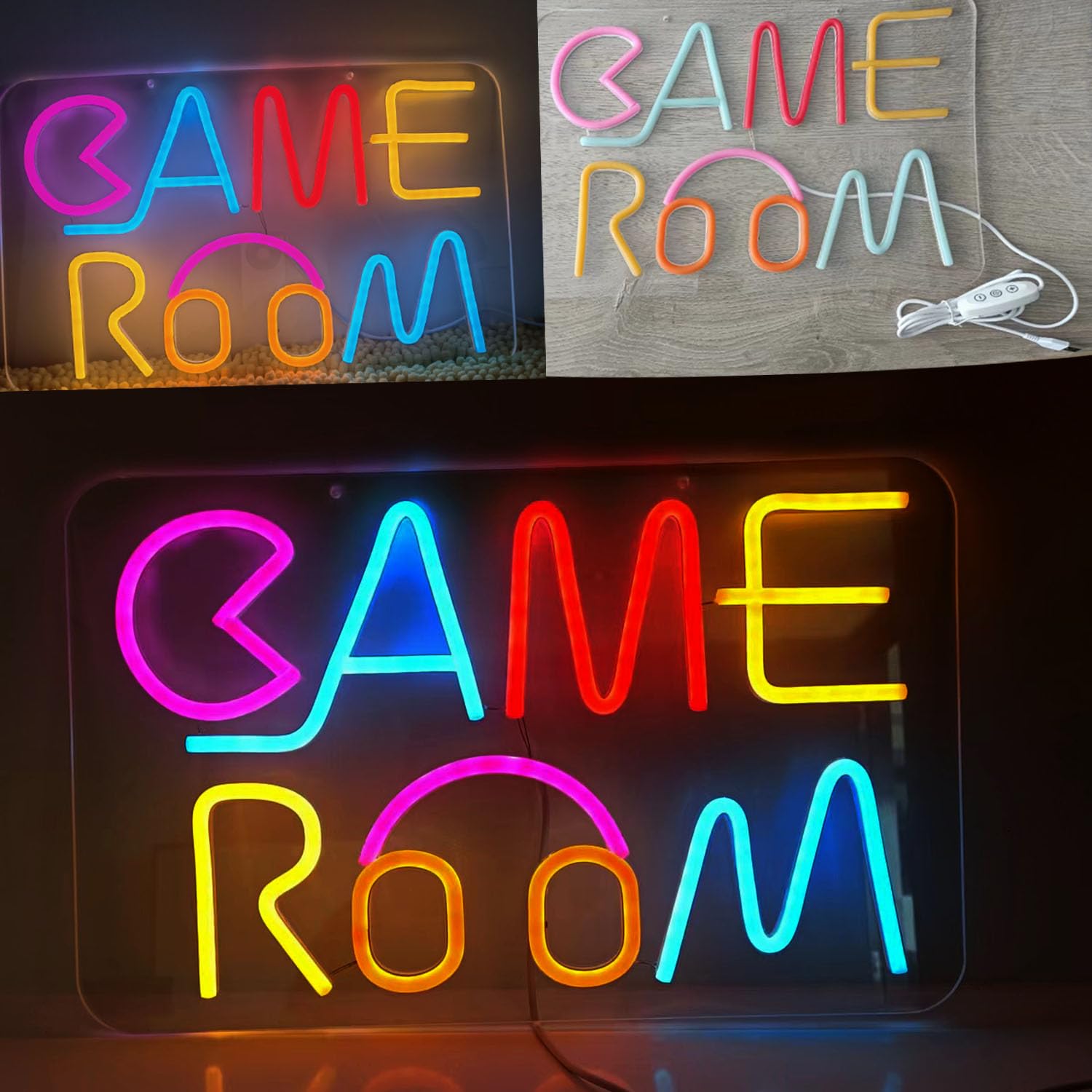 Spielzimmer-Neonschild, LED-dimmbare Lichtschilder für Wand, Schlafzimmer, Bar, Party, Club, Spielzimmer-Zubehör, Dekoration, Spielzimmer-Dekorschild, Spielzimmer-Lichter mit USB-Stromversorgung