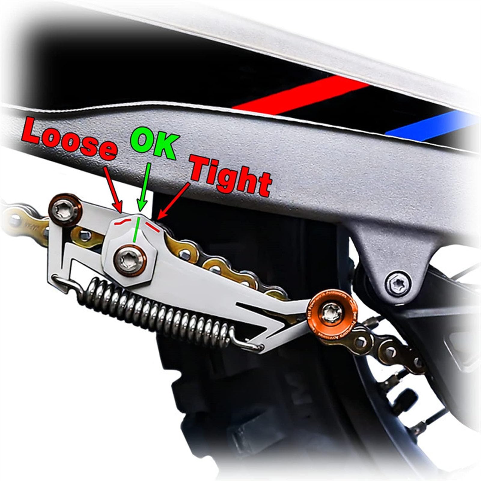 Outil de Réglage du Jeu de Chaîne de Moto, Métal Haute Résistance, Réglage Précis du Jeu de Chaîne, Outil de Réglage de L'équitation