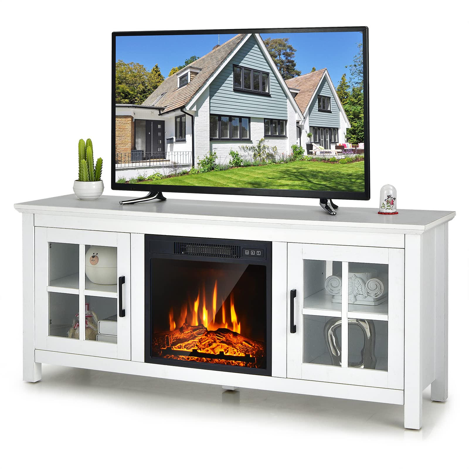Buy TangkulaElectric Fireplace TV Stand for TVs Up to 65 Inch