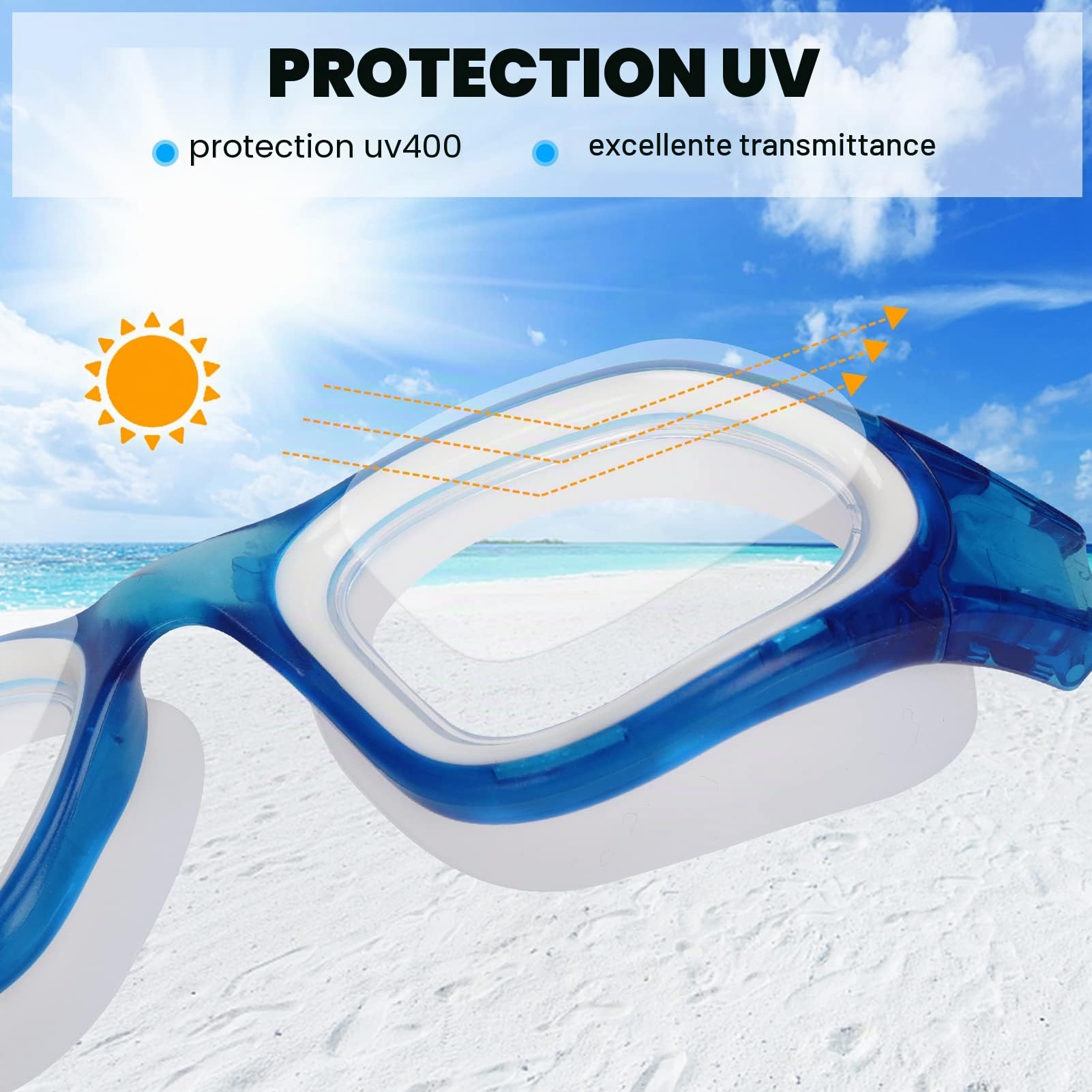 Winline Lunettes de natation à verres polarisés, Anti buée Anti UV Étanches Vision nette Réglage facile Pont souple, pour Hommes Femmes Adultes Adolescents