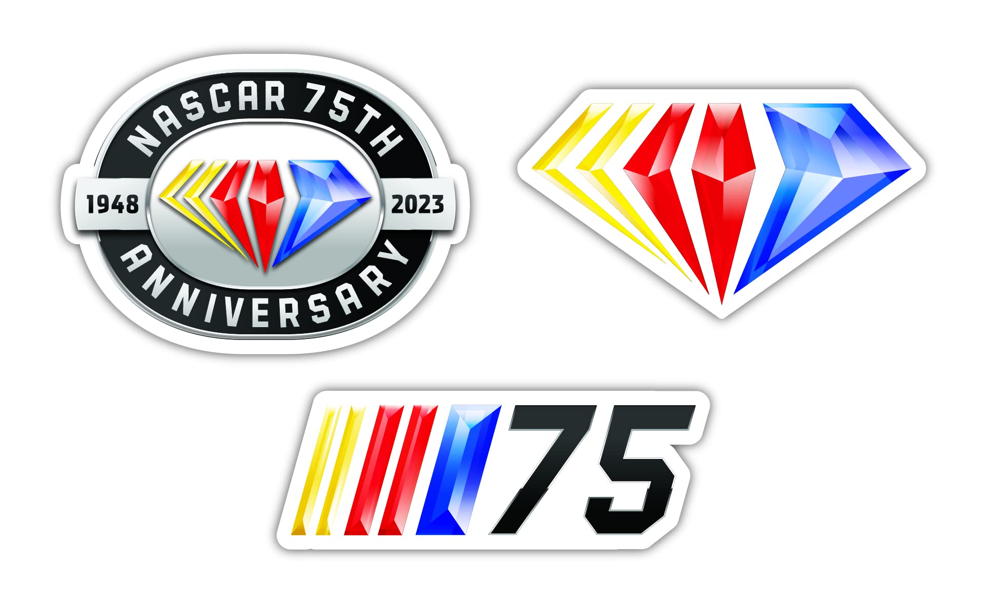 NASCAR 75 Year Anniversary Officially Licensed 3 Pack Laser Cut Decal