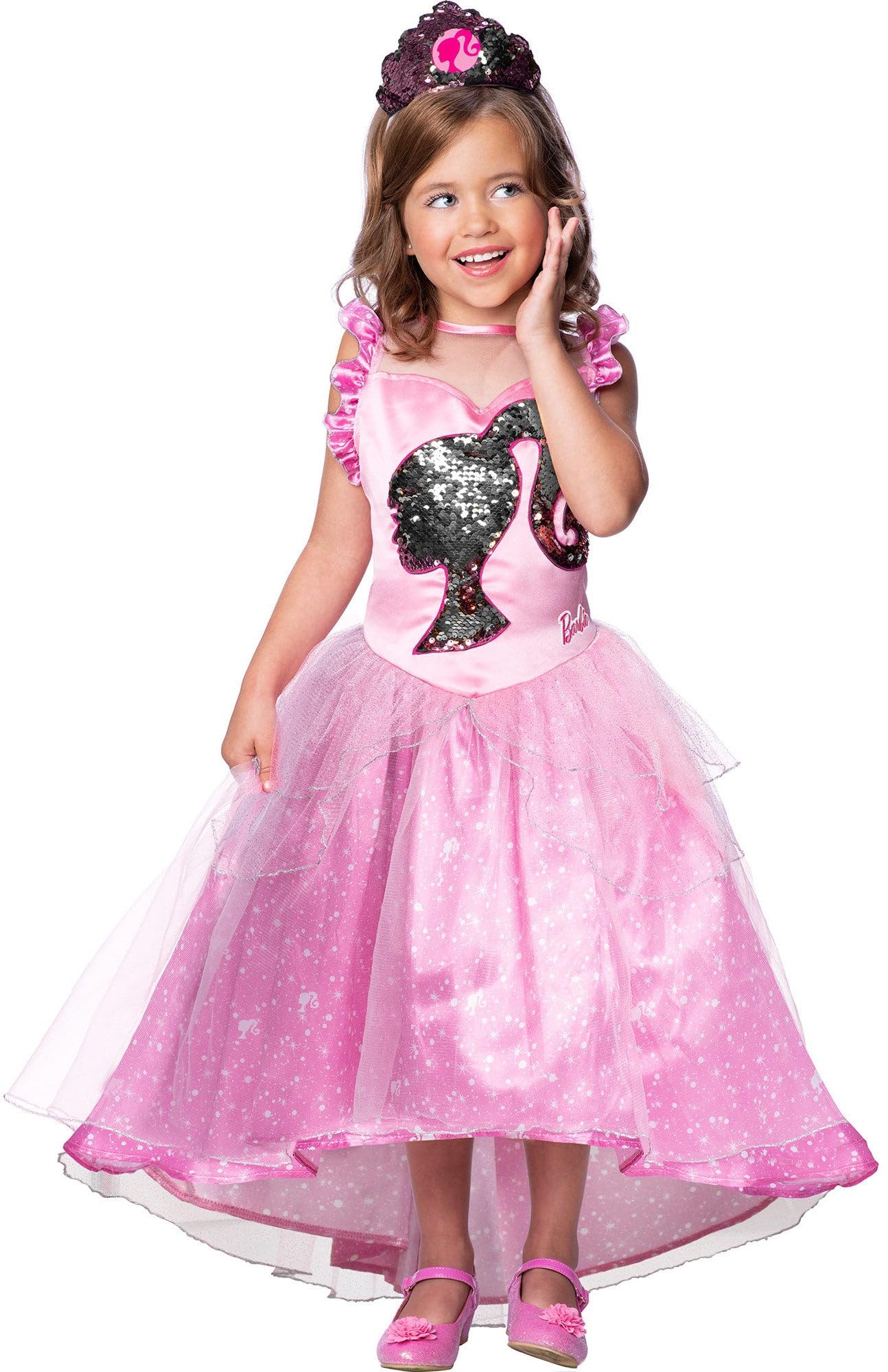 Rubies Disfraz Barbie Princesa para niñas, Vestido rosa con lentejuelas y tiara, Oficial Mattel Barbie para navidad, carnaval, cumpleaños y halloween
