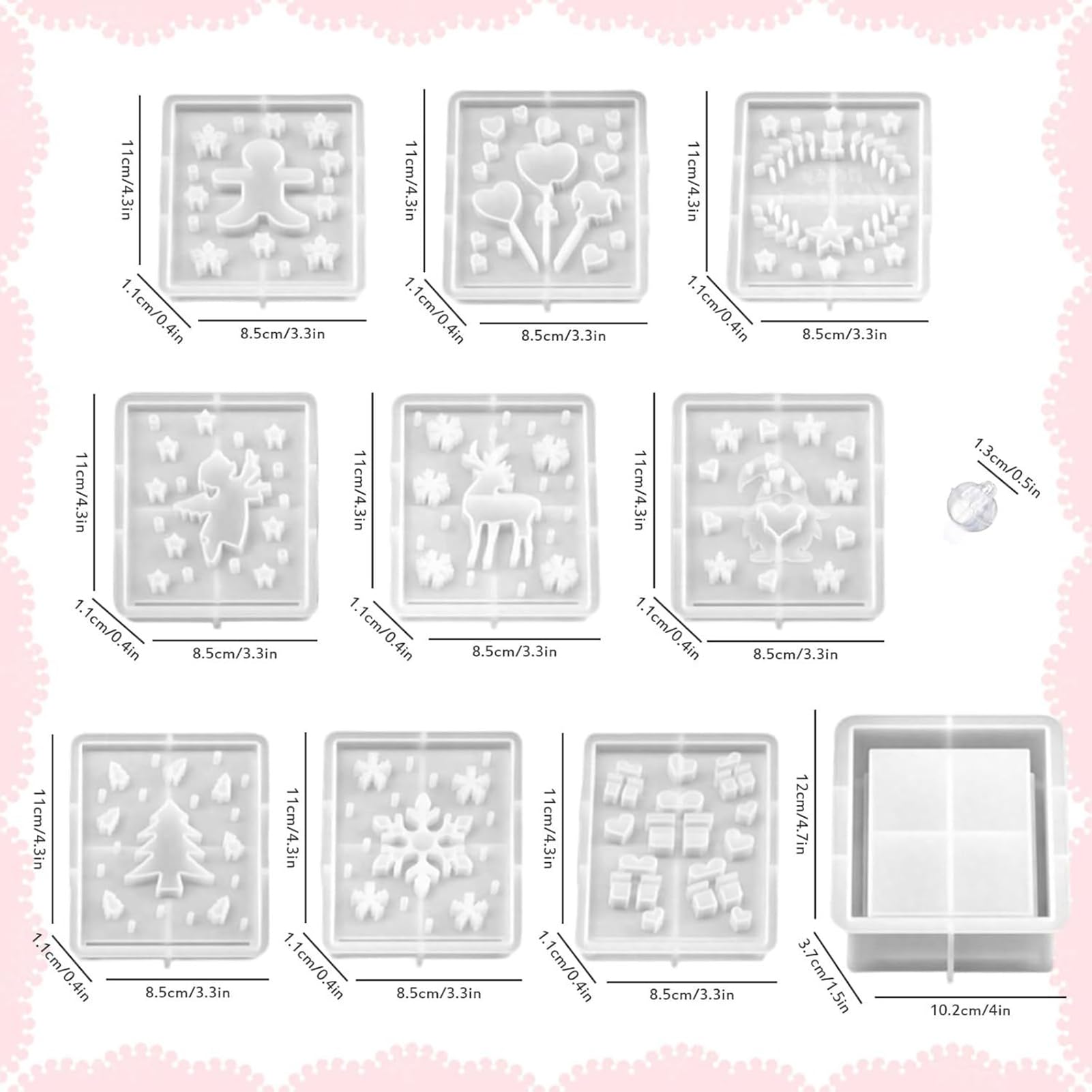 Lot de 10 moules en silicone pour travaux manuels