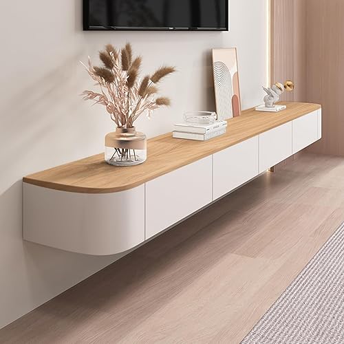 Floating TV Stand - Wall Mounted Media Console with 2 Drawer, Floating Entertainment Center TV Cabinet, Wall Mounted Audio/Video Shelf for Home Room (Wood, 78.74X7.87X9.45IN)