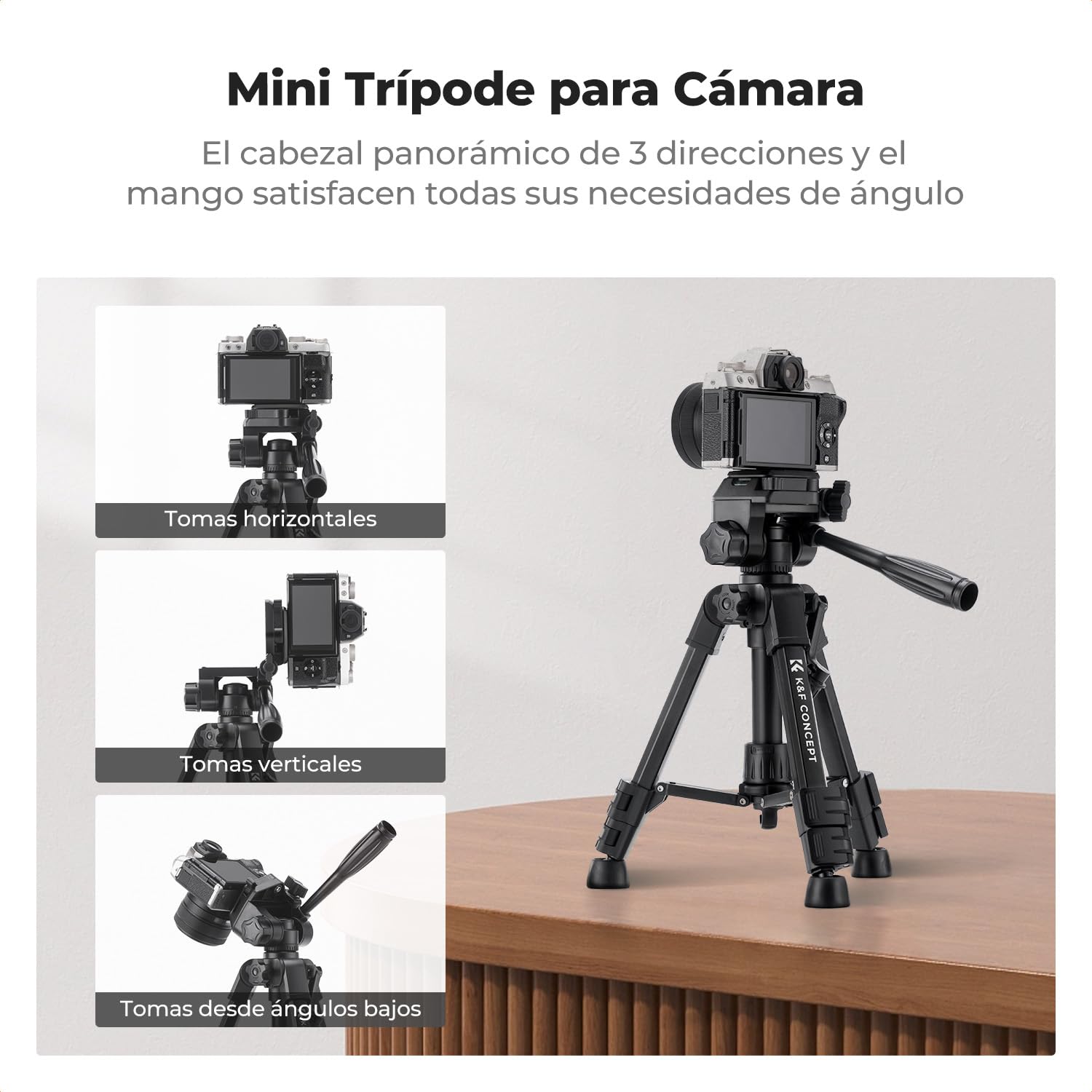 K&F CONCEPT Mini Trípode Mesa para Cámara, S233A0 Trípode de Aluminio 64cm con Control Remoto Pequeño y Portátil para Cámaras DSLR, Videocámaras, Teléfonos, Proyectores y Telescopios