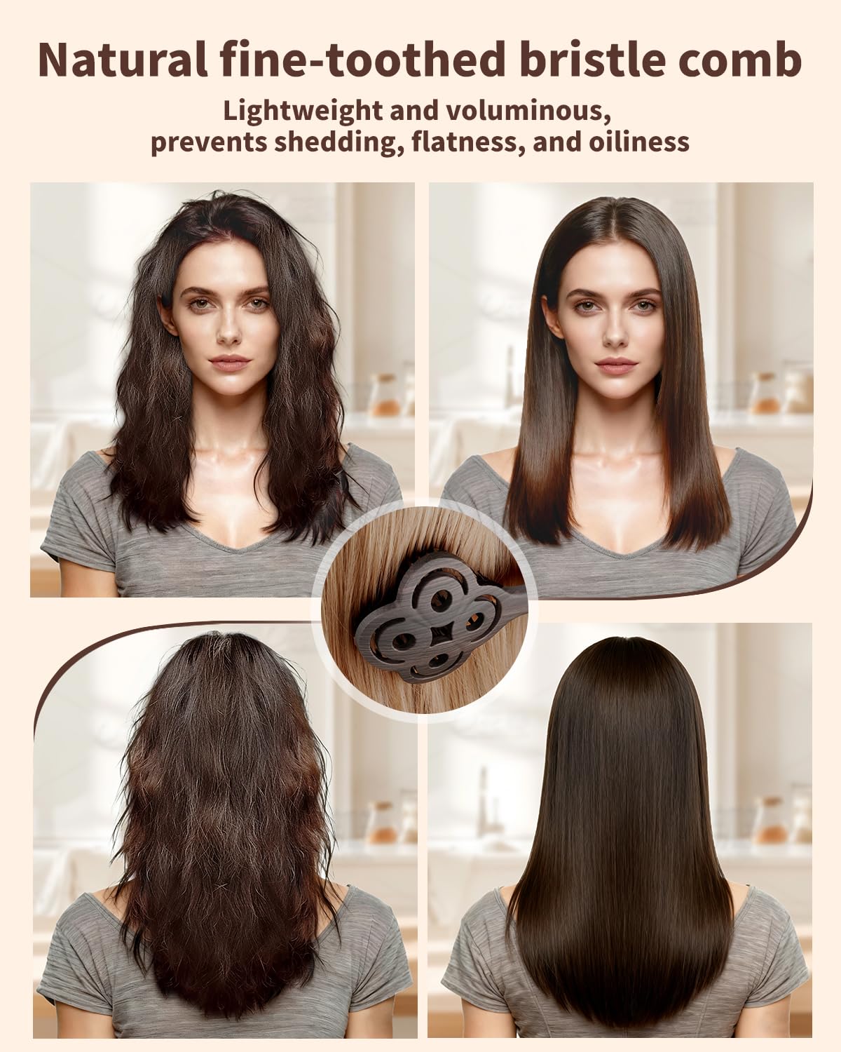 Curly Hair Brush,Boar Bristle Hair brush for Thick Curly Thin Long Short Wet or Dry Hair Flexible Bristles Effectively Prevent Tangles, Hair Brush for Men Women Kids