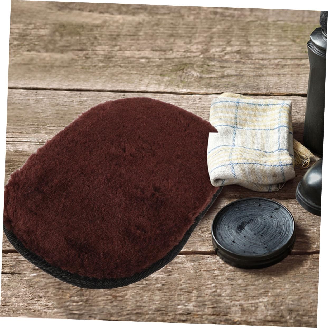KOMBIUDA 5pezzi Kit di Pulizia per Scarpe in Finta Lana Lucidatura Guanti per Lucidare le Scarpe Applicatore per Pulizia e Lucidatura Dimensioni Pratiche per Uso Quotidiano e Viaggi