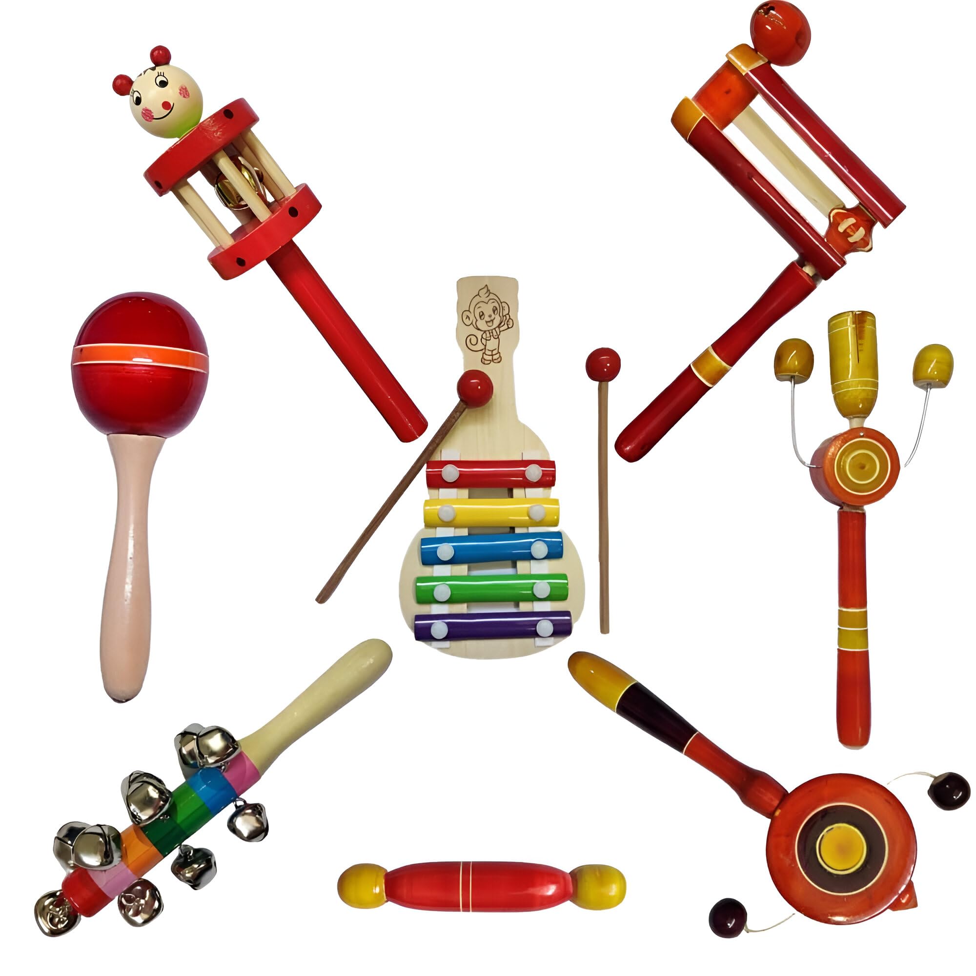Channapatna Toys Wooden Rattles for Baby, Infants, New Born Babies Toys (0 to 6 to 12 Months) - Set of 8 pcs - Multicolor - Discover Sounds, Develops Sensory Skills N (B0CG6H2YDN) Amazon Price History, Amazon Price Tracker