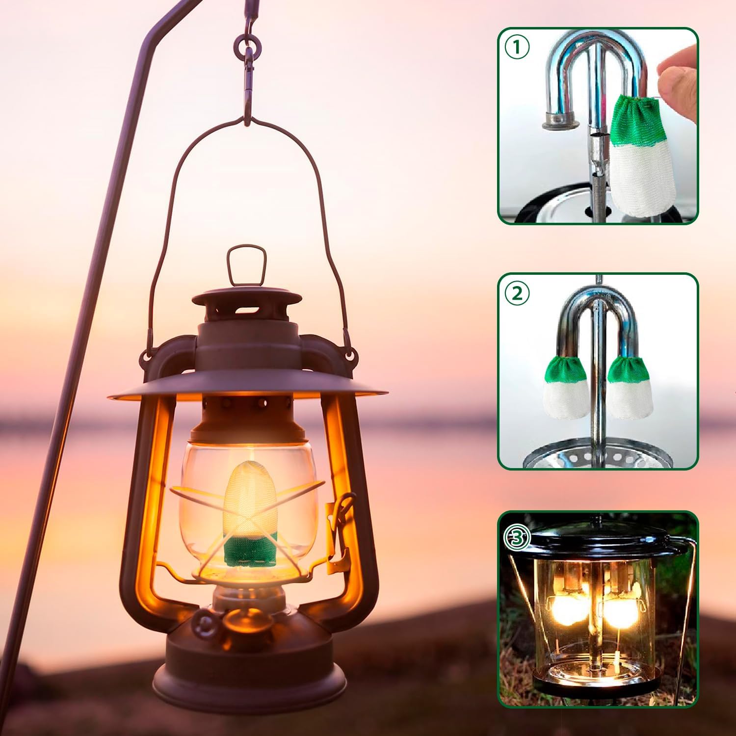 Lantern Mantles, U Shape Mantles for Propane Lantern, Propane Lanterns Mantles for Outdoor Camping Lantern Natural, Gas Lantern Covers Mantles for Lantern - Image 4