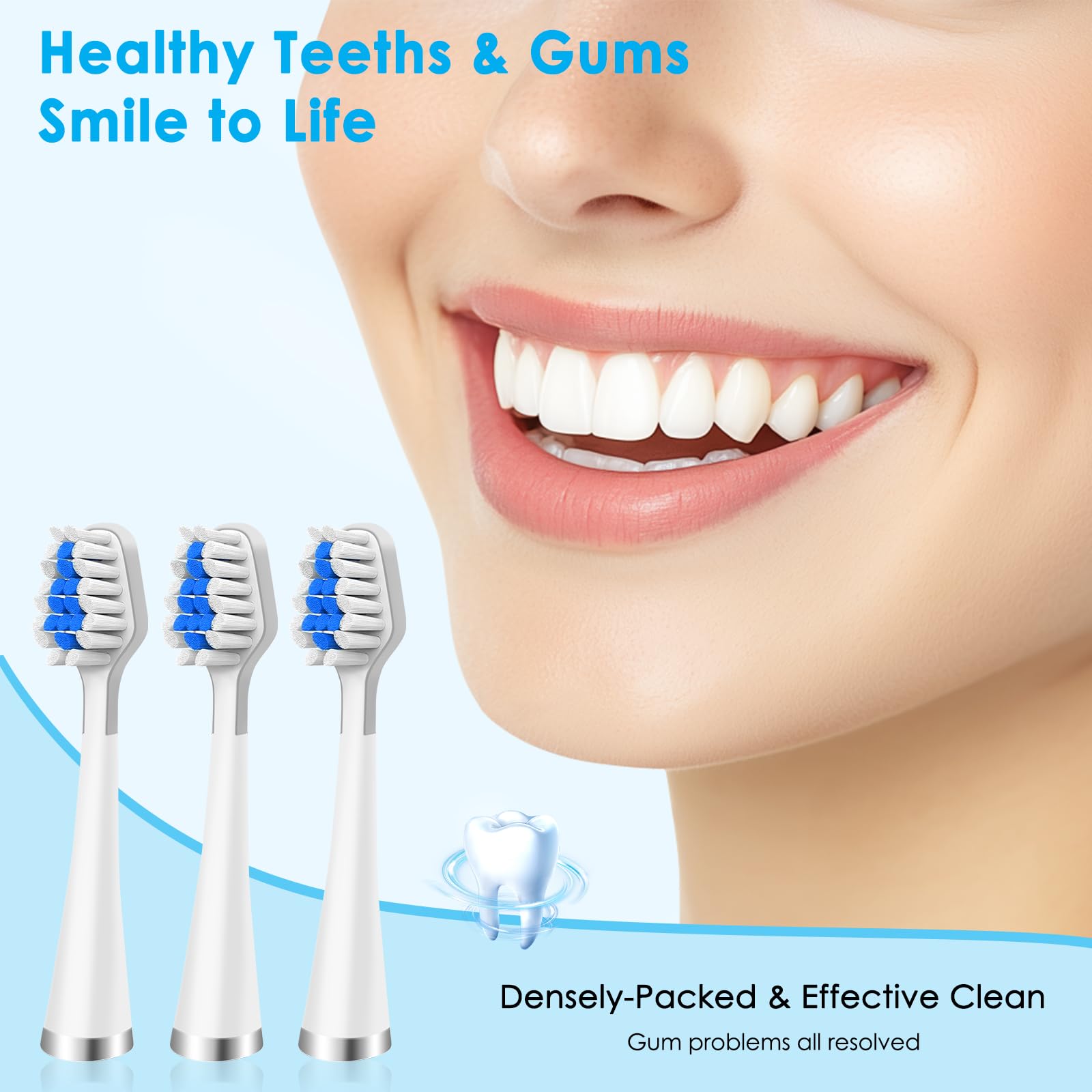 3 cabezales de repuesto para cepillo de dientes compatibles con Watepik Complete Care 5.0/9.0 (CC-01/WP-861) con raspador de lengua, STRB-3WW