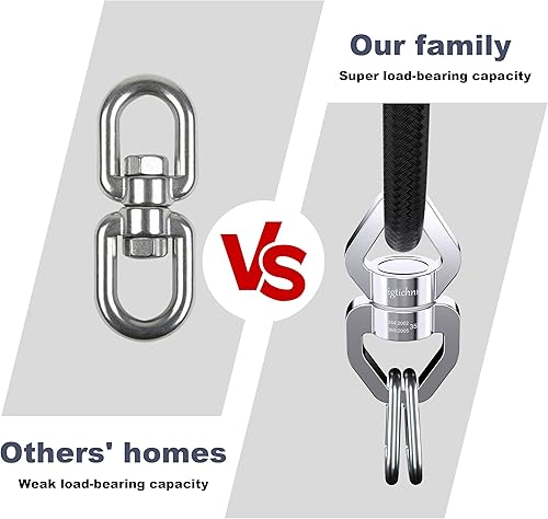 Miniatura 3 de Gancho giratorio para columpio, columpio de seguridad giratorio con 2 mosquetones, dispositivo giratorio Digtichnny giratorio para columpio de