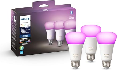 Philips Hue Paquete de iluminación inteligente con bombillas de color e interruptor de atenuación (60 W)