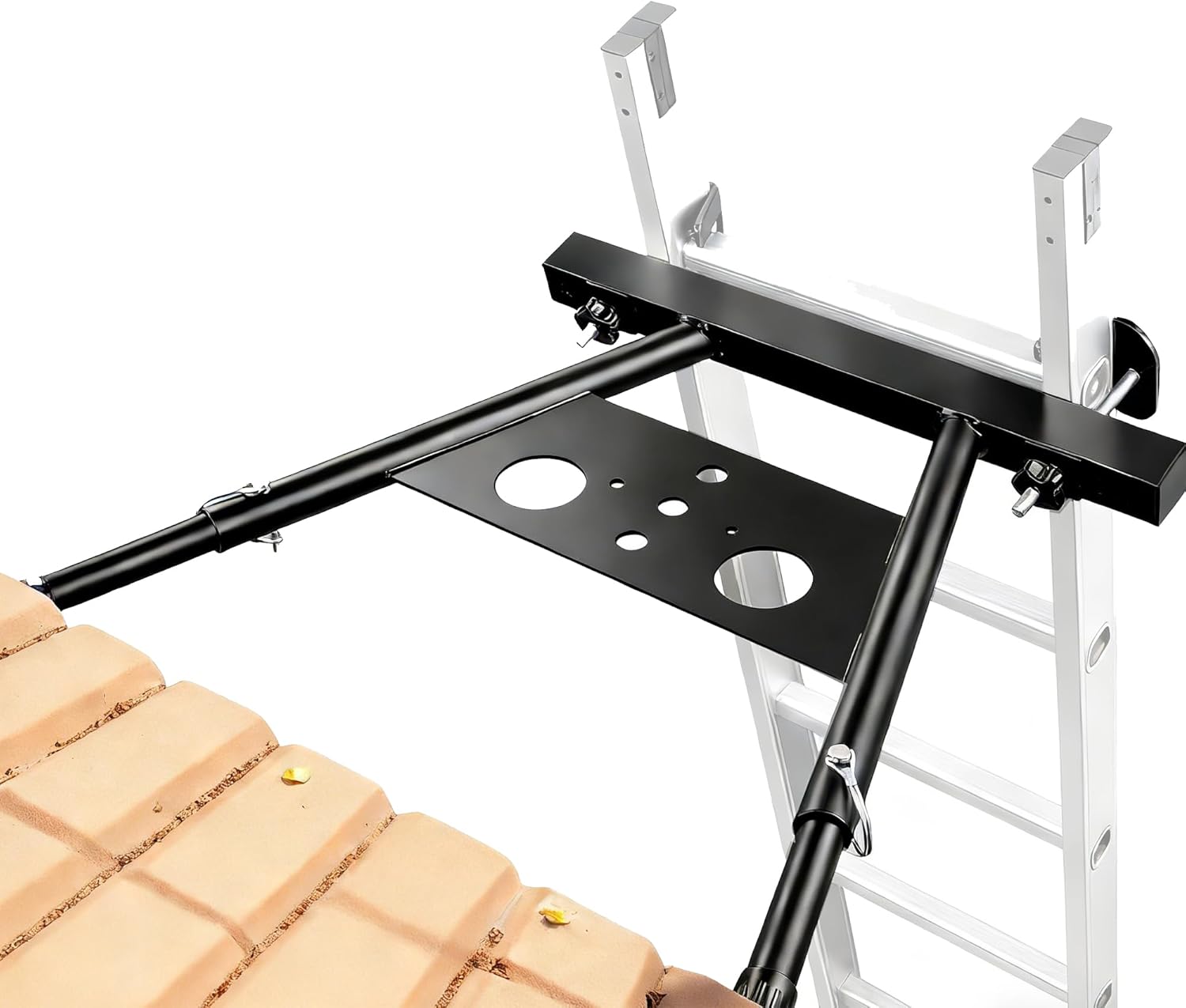 Extension Ladder Stabilizer, Universal Ladder Standoff for Roof, Aluminum Stability Anchor System, Extension Telescoping Leg, Hatches, Ladder Safety Post