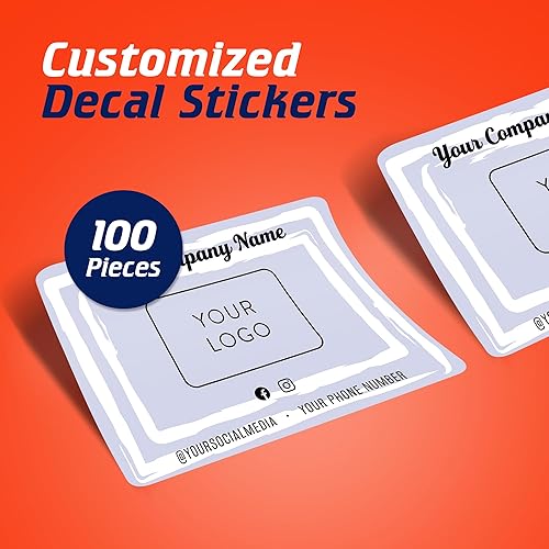 Vista 86 de DayStar Custom Signs & Design, Paquete de 60 calcomanías rectangulares personalizadas de vinilo personalizadas para logotipo de pequeñas empresas